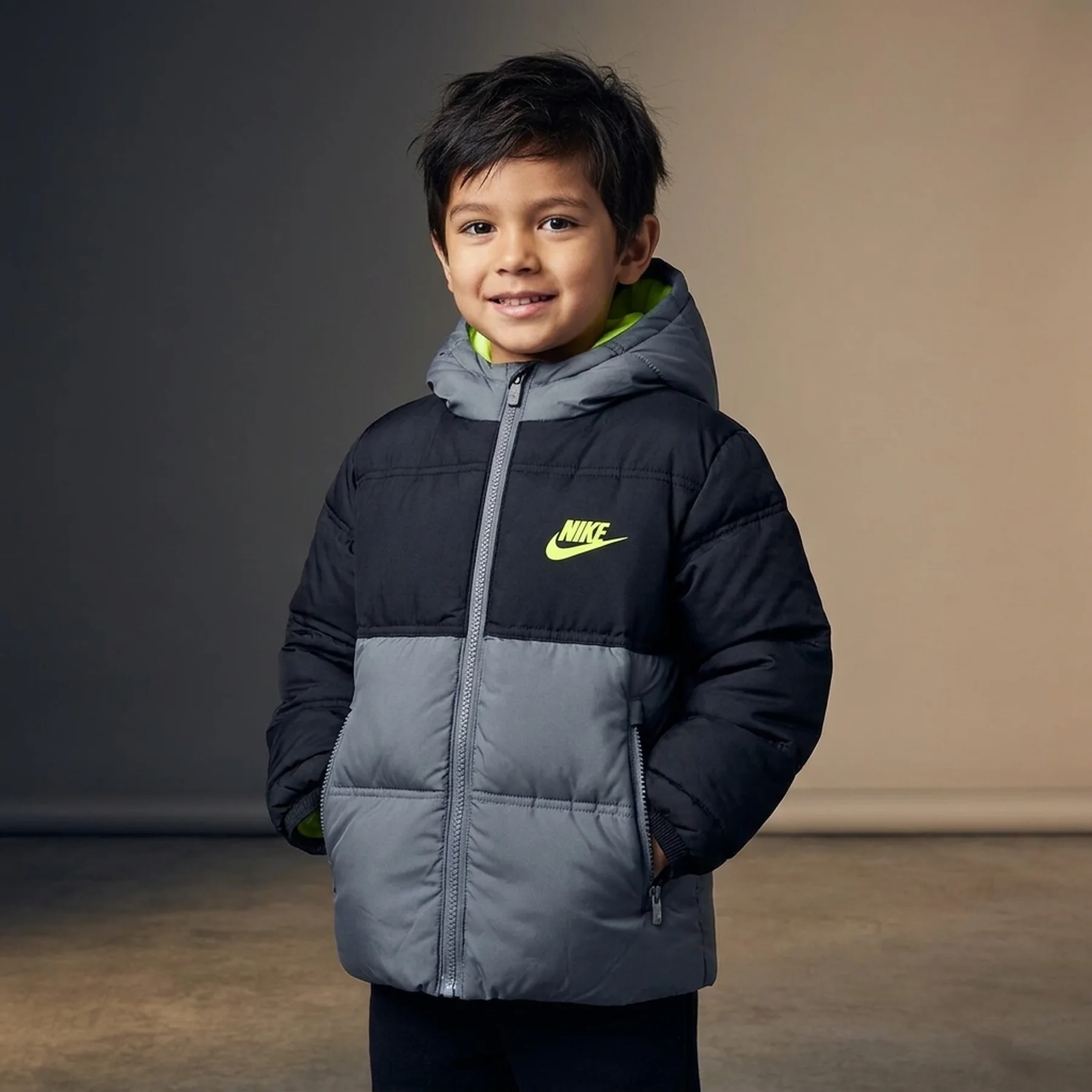 Куртка дитяча Nike Colorblock Puffer Black/Grey (86K910-023)