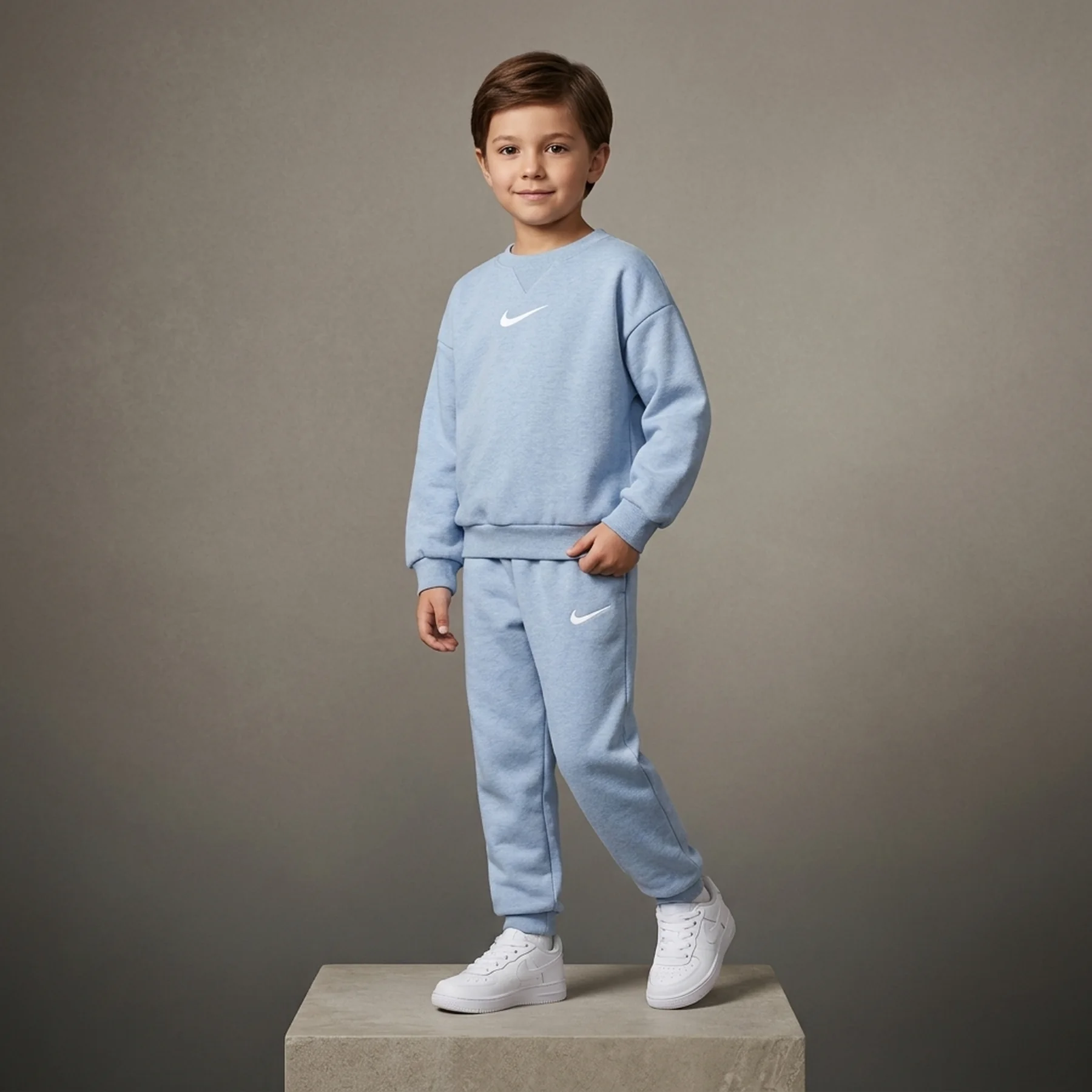 Спортивний костюм дитячий Nike Essential Fleece Crew Light Blue (86M188-BG6)