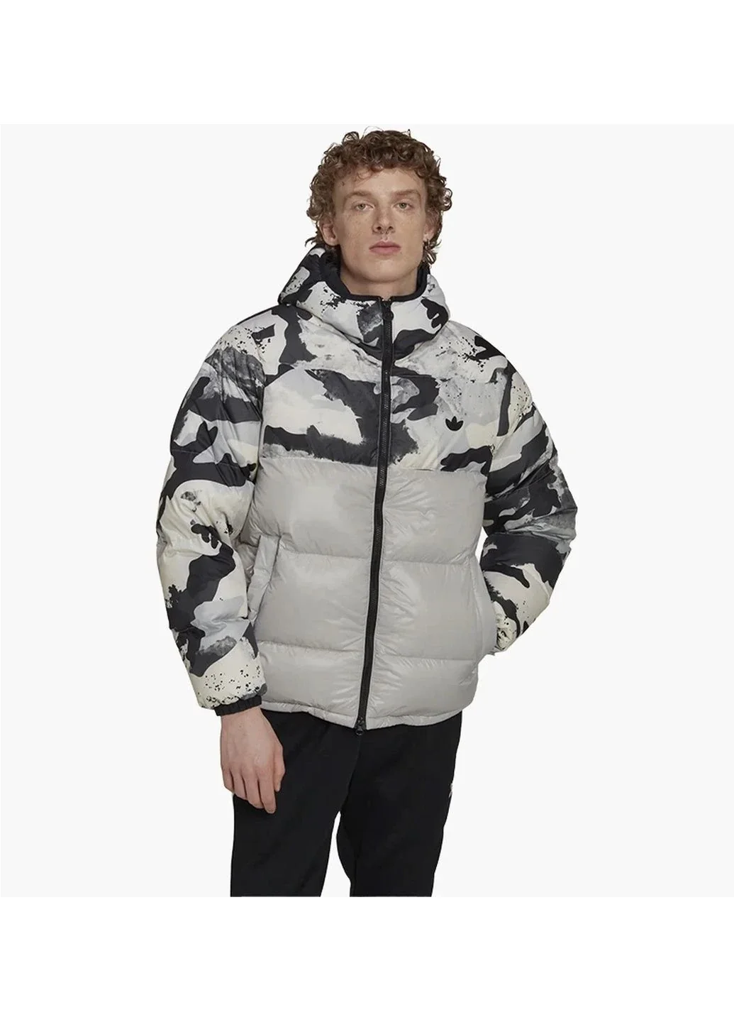 Пуховик чоловічий Adidas Down Regen Camo Hooded Puffer Jacket Grey