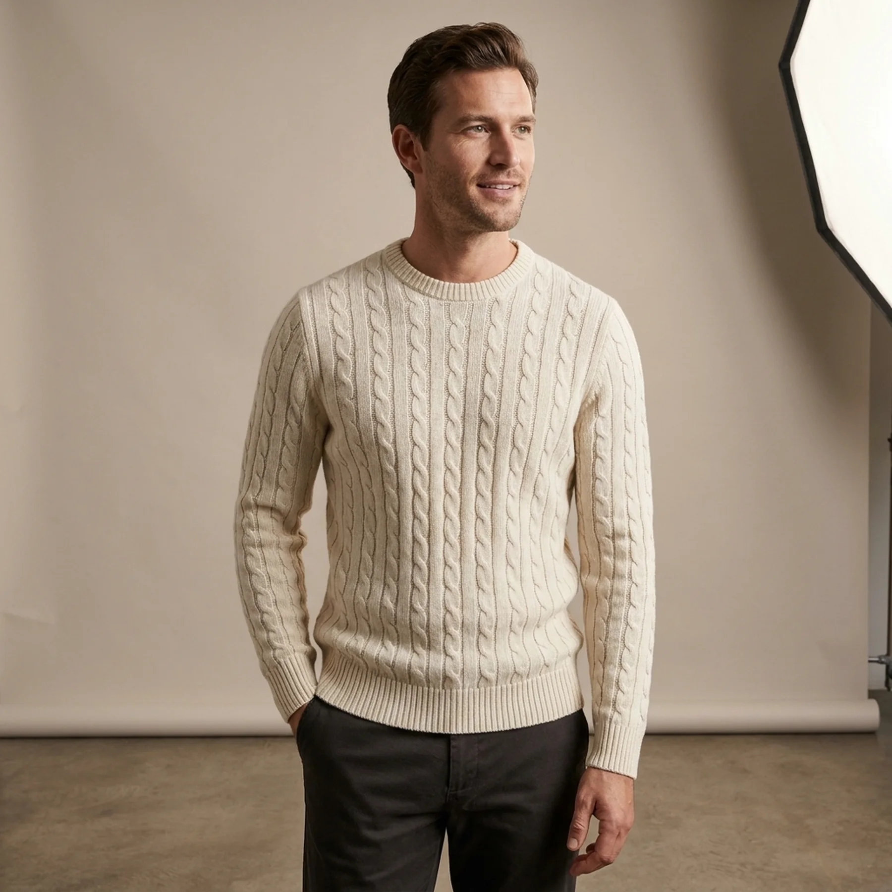 Пуловер JJCRAIG KNIT CREW NECK 12189968-Cloud Dancer Jack & Jones S Білий