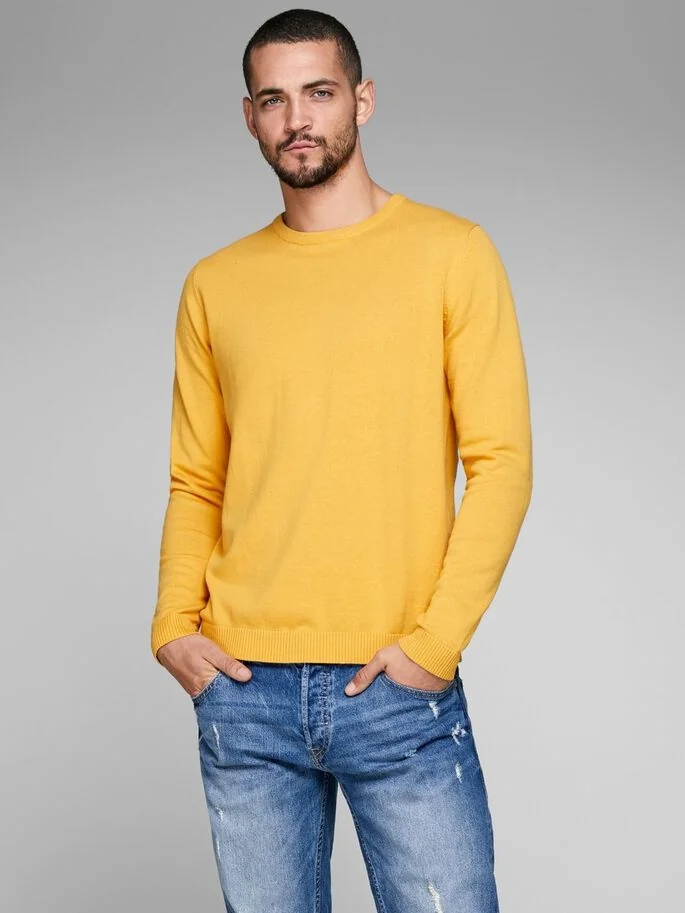 Пуловер JJEBASIC KNIT CREW NECK NOOS 12137190-Golden Orange Jack & Jones XXL Жовтий