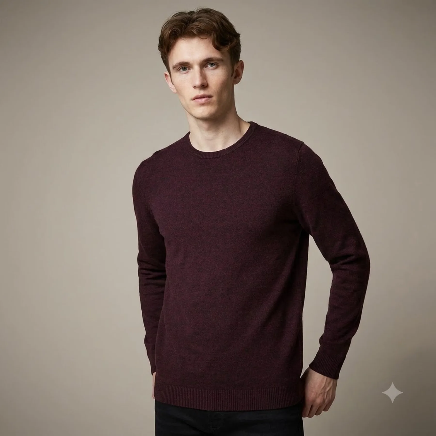 Пуловер JJEBASIC KNIT CREW NECK NOOS 12137190-Port Royale Jack & Jones XXL Бордовий