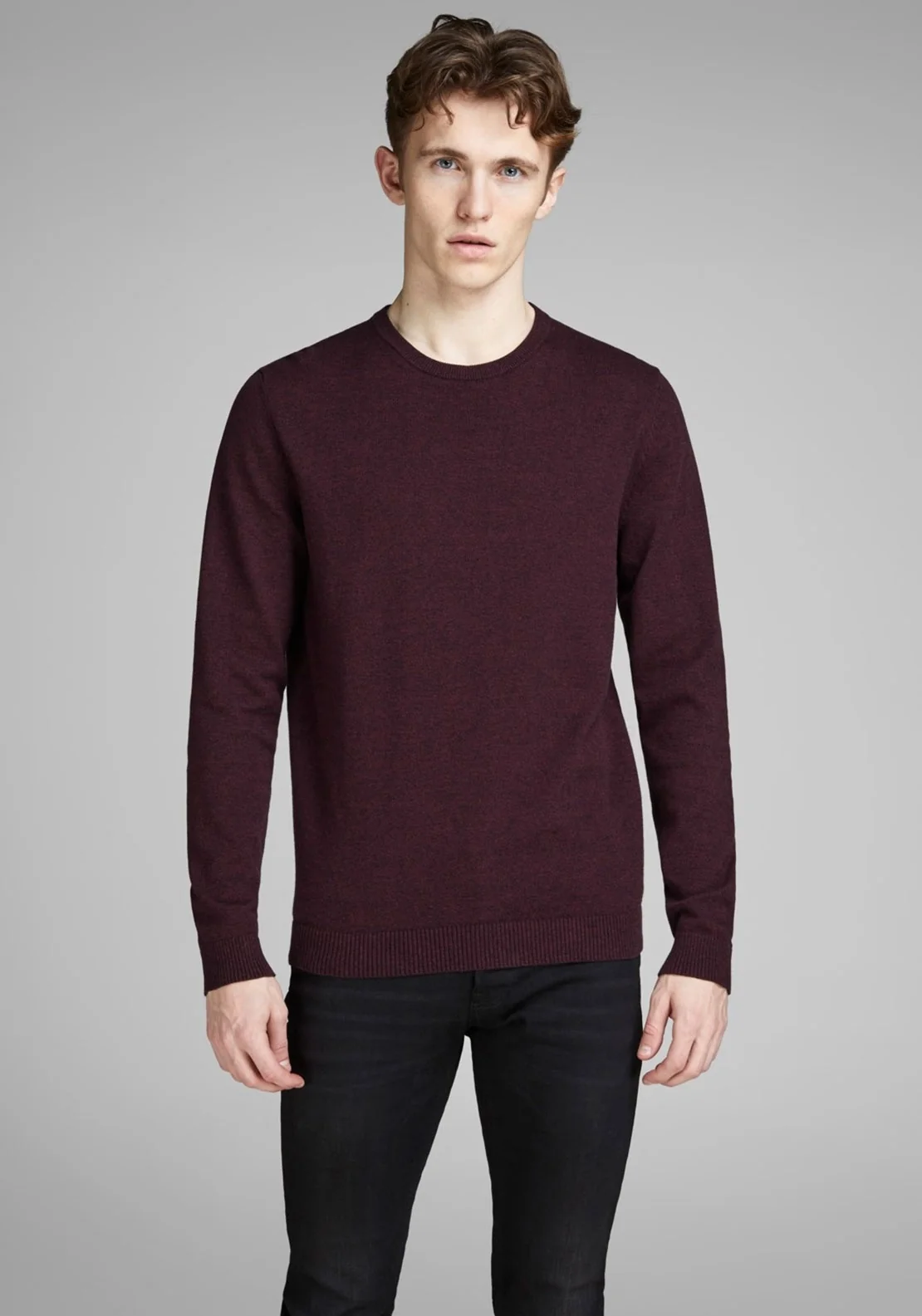 Пуловер JJEBASIC KNIT CREW NECK NOOS 12137190-Port Royale Jack & Jones XXL Бордовий