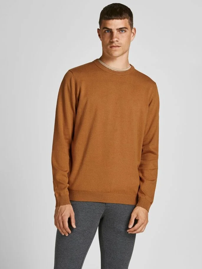 Пуловер JJEBASIC KNIT CREW NECK NOOS 12137190-Umber Jack & Jones XXL Коричневий