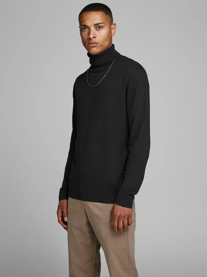 Пуловер JJEEMIL KNIT ROLL NECK NOOS 12157417-Black Jack & Jones XXL Чорний