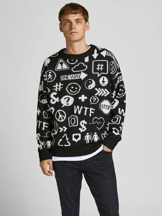 Пуловер JORINFO KNIT CREW NECK KA KNT21 12206845-Black-Fit:WIDE Jack & Jones XXL Чорний