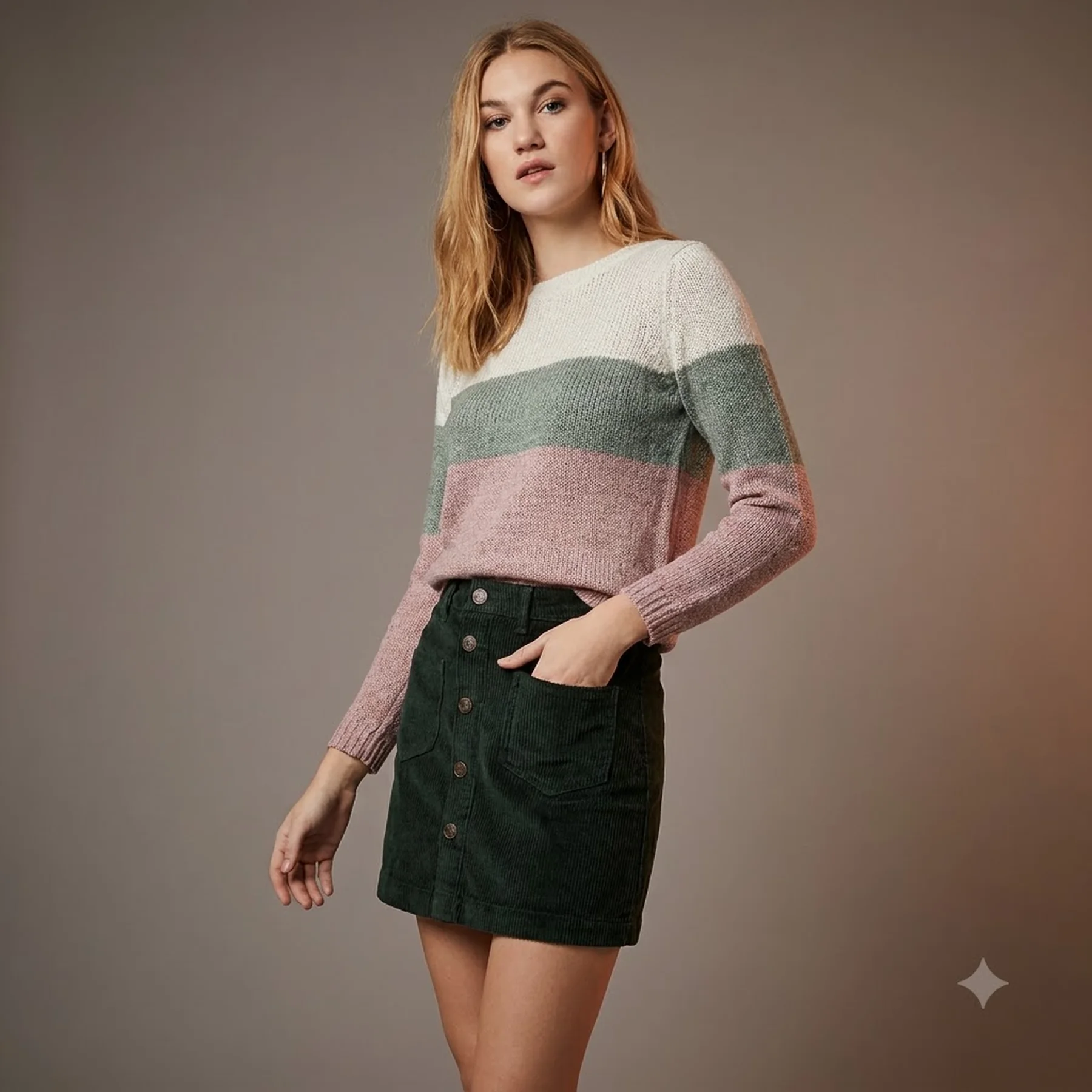 Пуловер ONLGEENA L/S BLOCK PULLOVER KNT NOOS 15161415-Cloud Dancer-Stripes:W. CHINOIS GREEN/ROS ONLY L Розовий