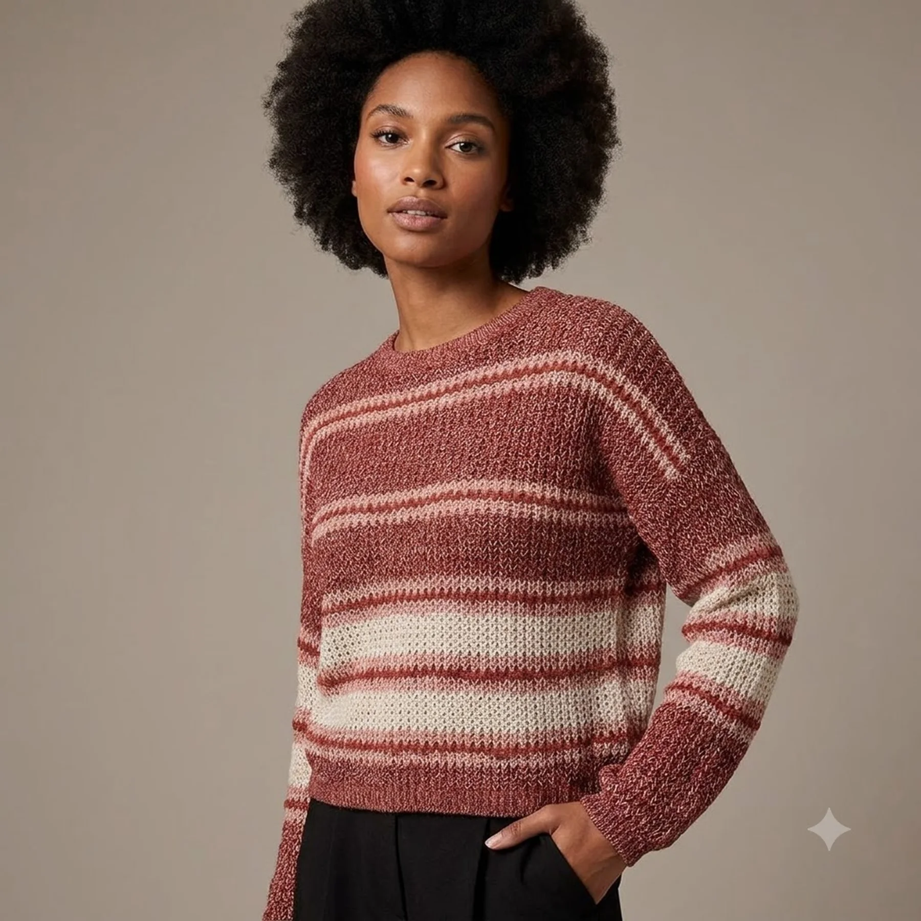 Пуловер ONLINA L/S PULLOVER CC KNT 15229820-Ash Rose-Detail:W. PUMICE STONE / ROATED ONLY L Бордовий