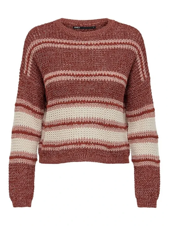Пуловер ONLINA L/S PULLOVER CC KNT 15229820-Ash Rose-Detail:W. PUMICE STONE / ROATED ONLY L Бордовий