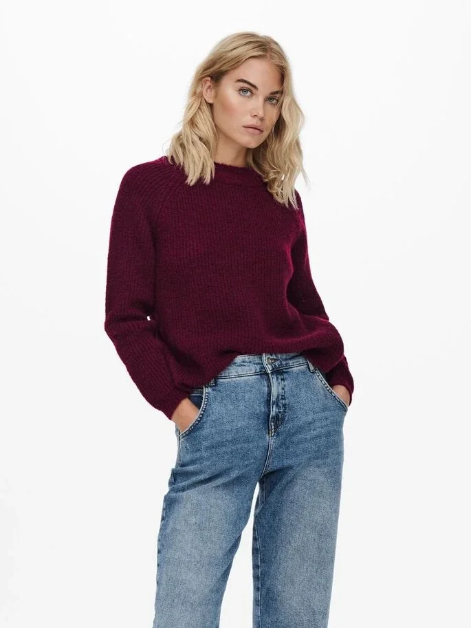 Пуловер ONLJADE L/S PULLOVER KNT NOOS 15179813-Merlot ONLY L Бордовий