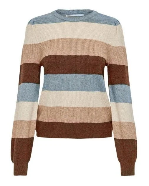 Пуловер ONLKATIA L/S STRIPE PULLOVER CC KNT 15231260-Pearl Blue-Stripes:W. MEL. W. PUMICE STON ONLY M Блакитний
