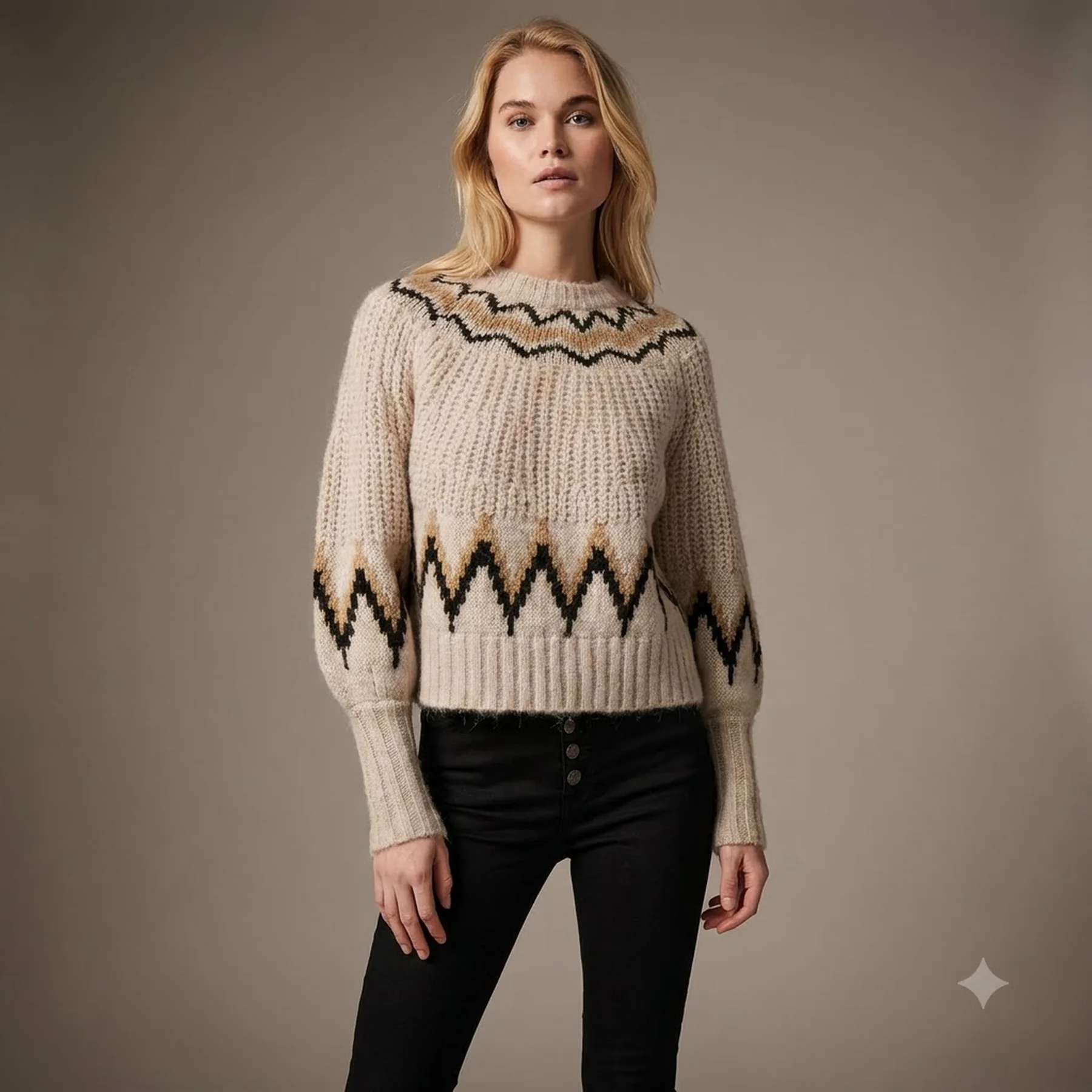 Пуловер ONLSMILA LIFE L/S PULLOVER KNT 15244145-Pumice Stone-Pattern:W. EARTH COLOURS ONLY L Бежевий