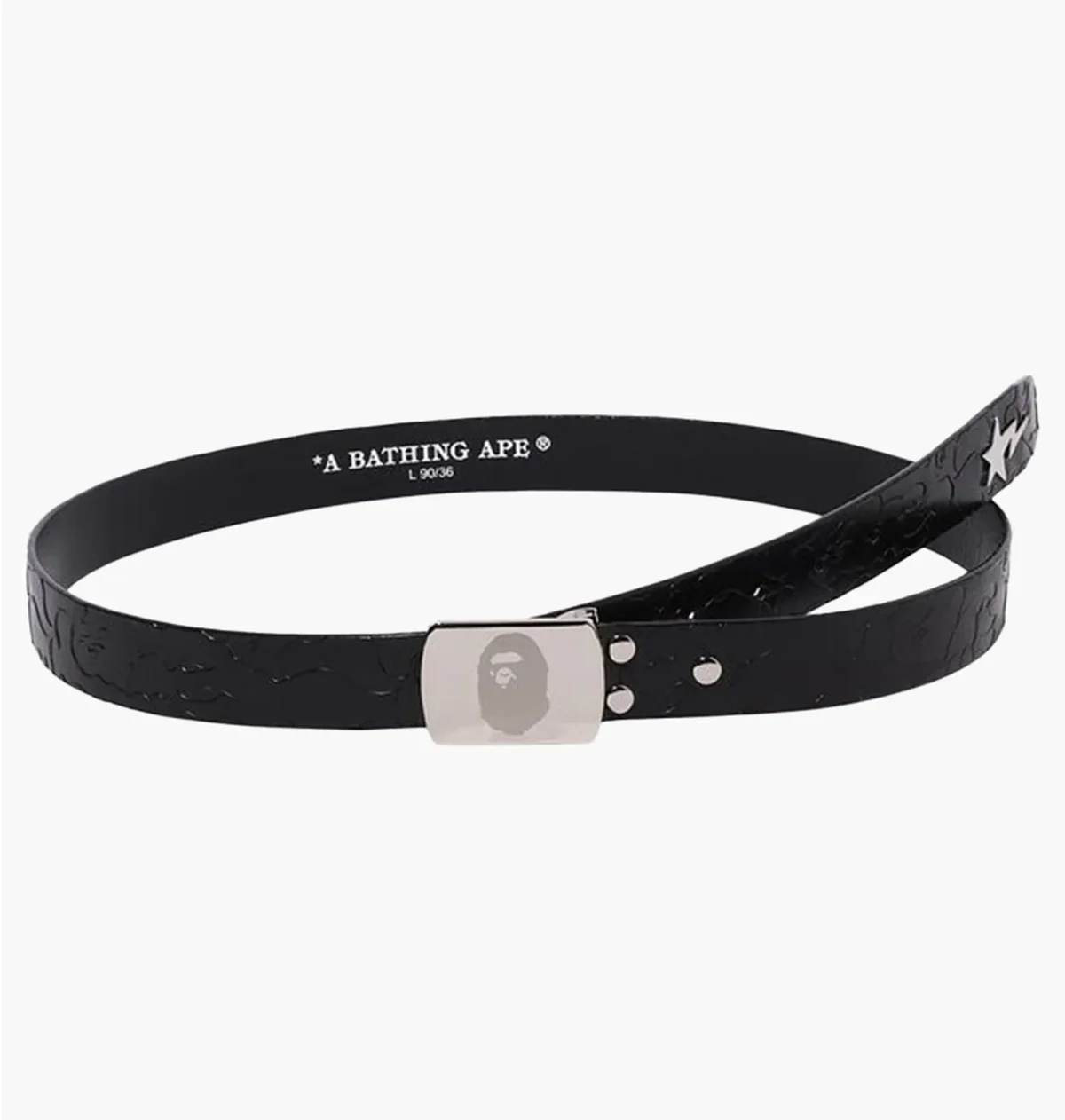 Ремінь Bape Bathing Ape Neon Camo Narrow Leather Belt - Black (001BTK301003M)