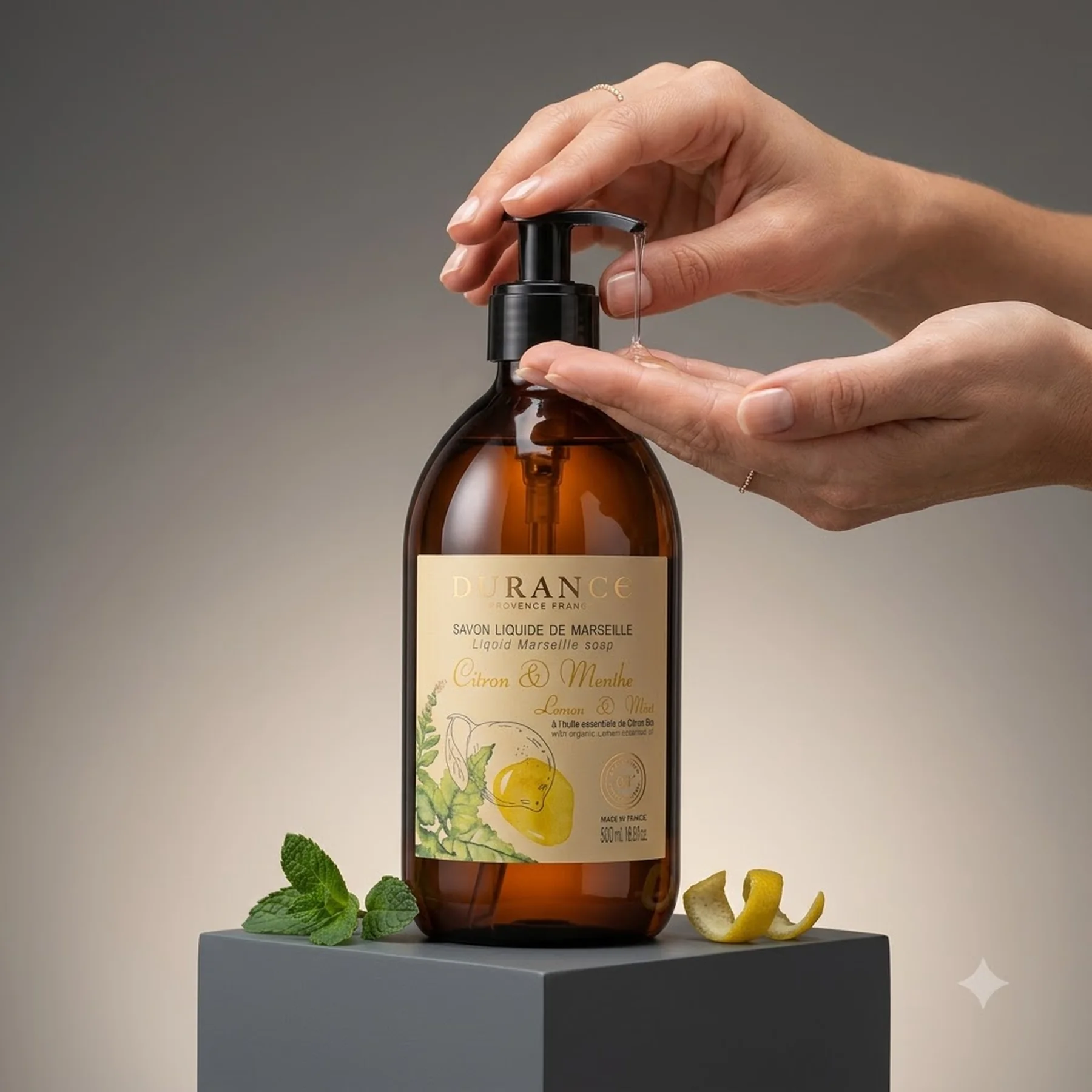 Жидкое мыло с натуральными маслами Durance Liquid Marseille Soap 500 мл Лимон і М'ята