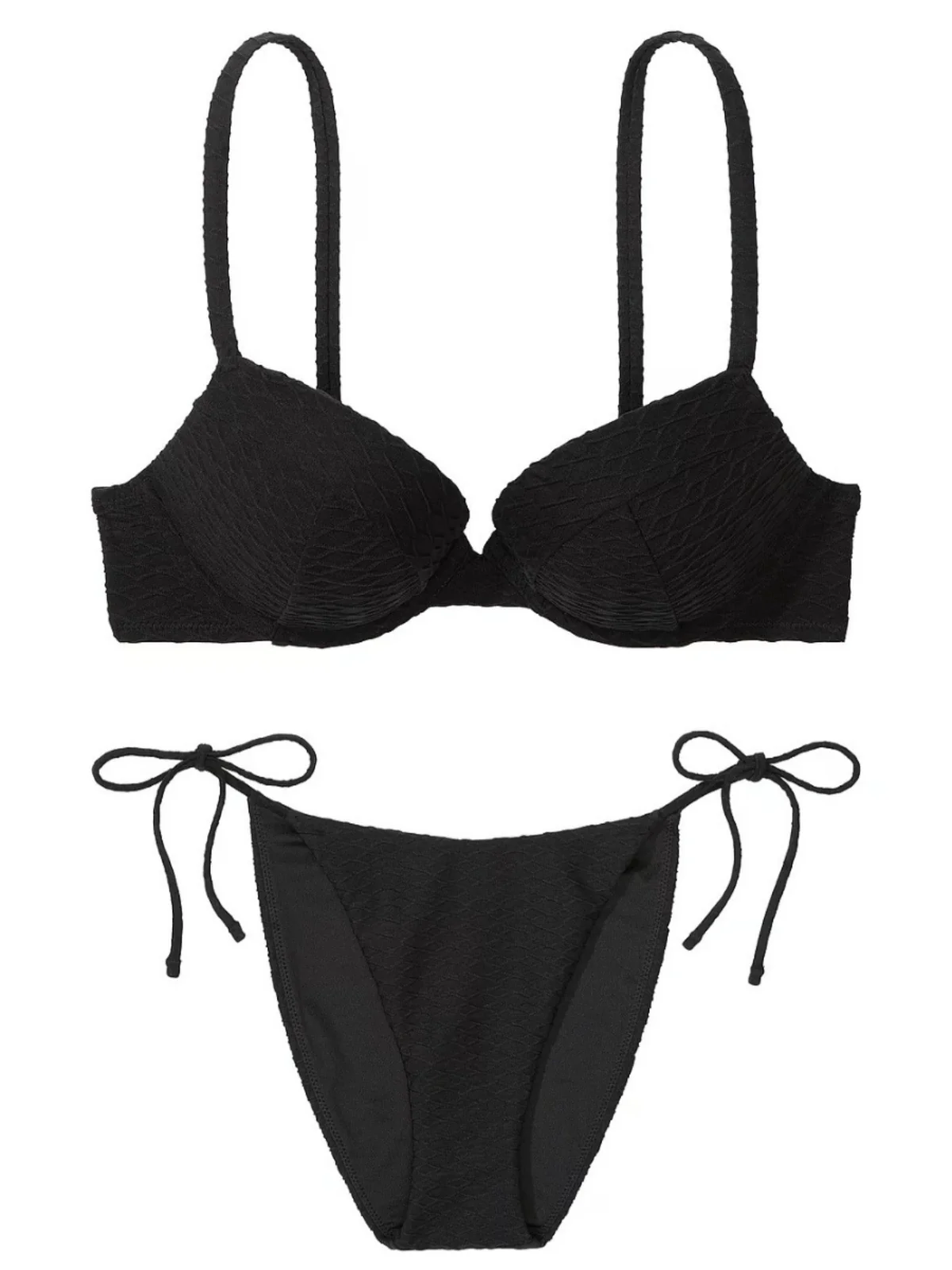 Роздільний купальник Victoria's Secret топ-бюст Push-Up та плавки чики 1159816876 (Чорний 34A/S)