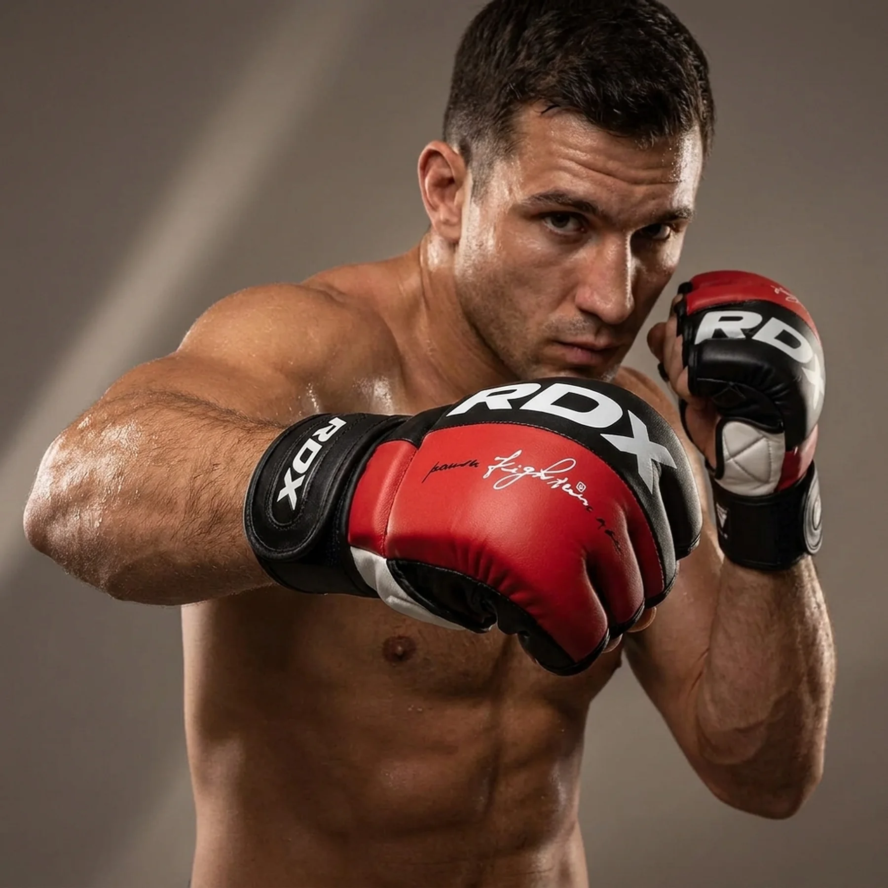 Тренувальні рукавиці RDX GRAPPLING GLOVES REX T6 PLUS чорний, червоний, білий M (GGR-T6R)