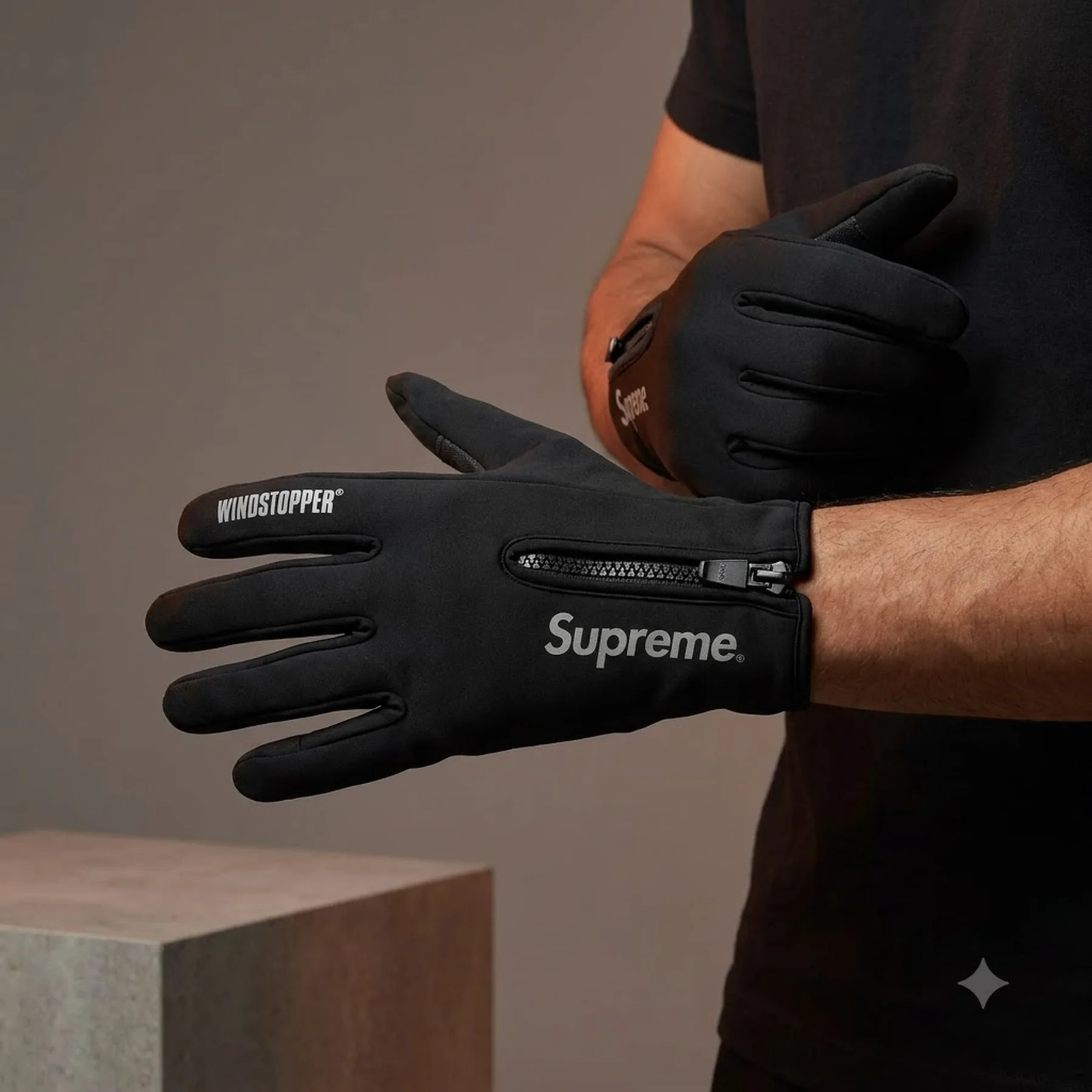Рукавиці Supreme Windstopper Zip Gloves 'Black' L