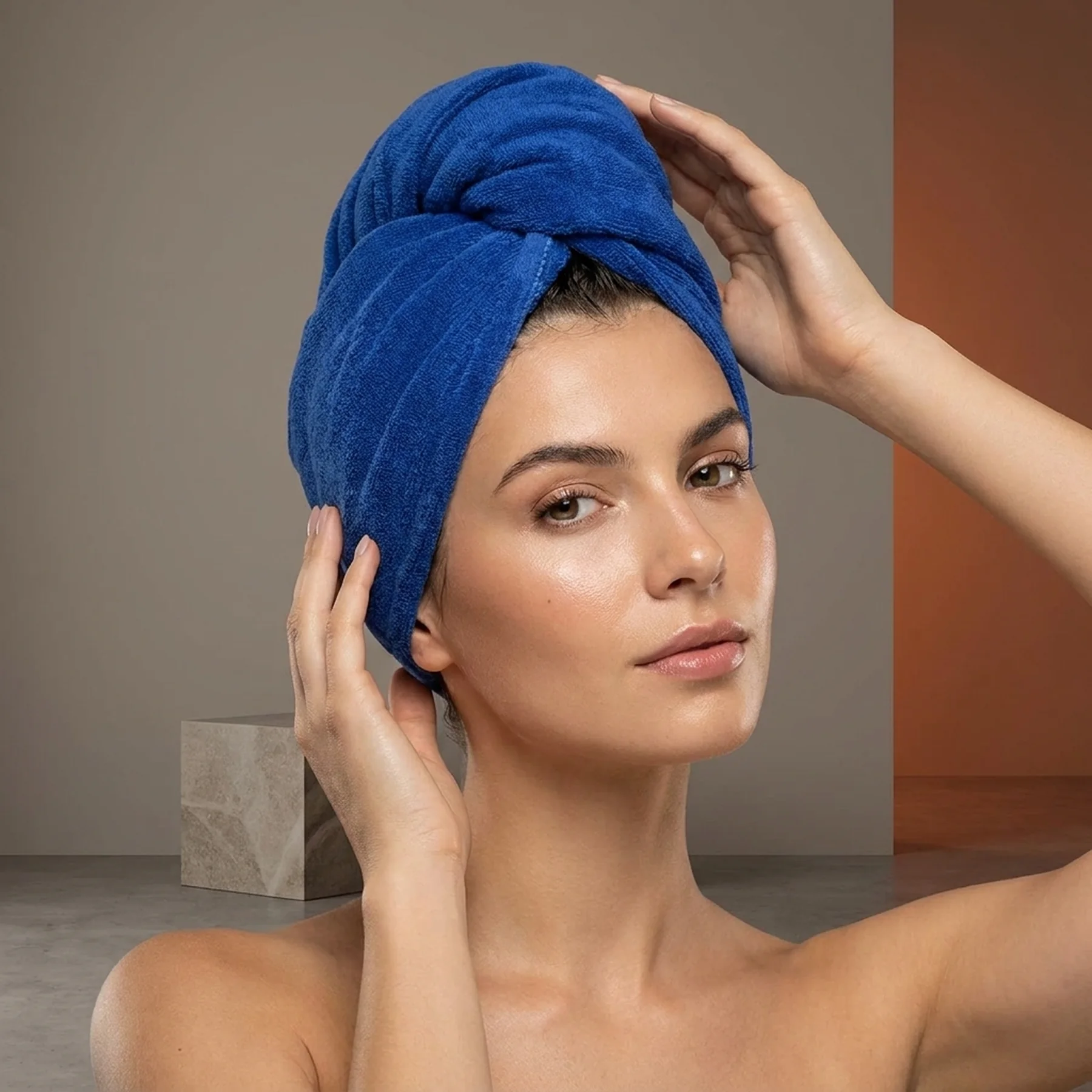 Рушник для волосся Aqua Speed HEAD TOWEL 7341 темно-синій Жін 25х65 см
