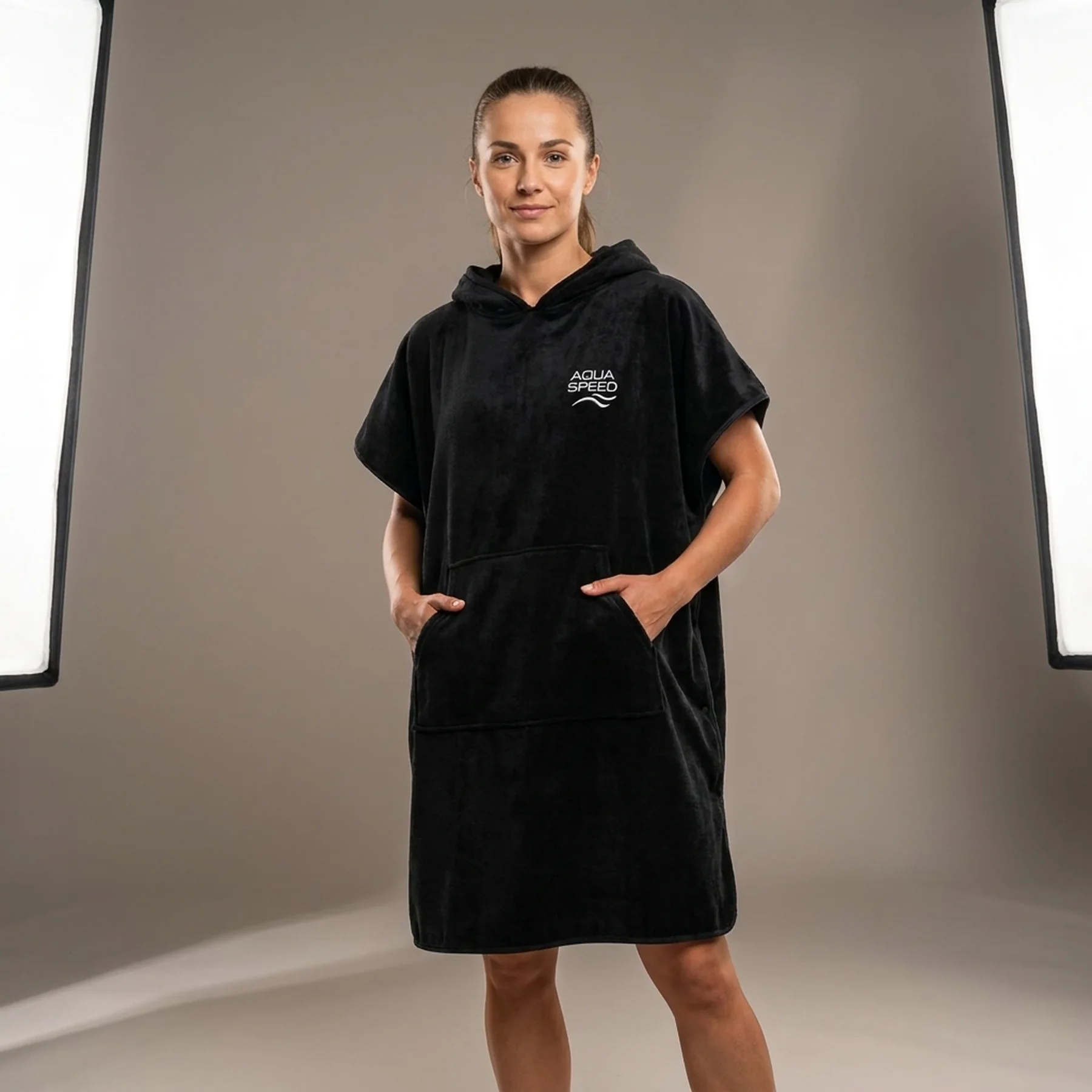 Рушник пончо Aqua Speed PONCHO 3841 чорний Уні L (90x220см)