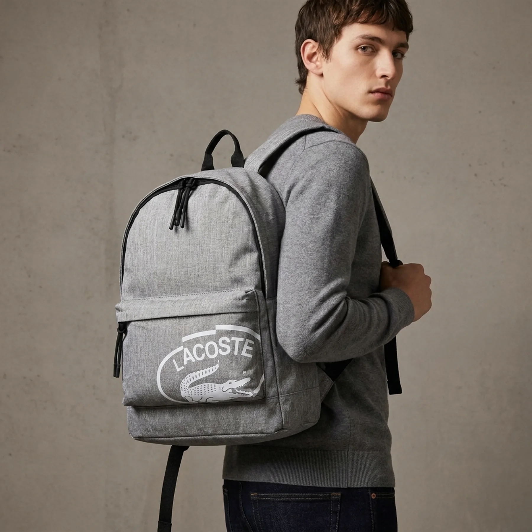 Рюкзак Lacoste Neocroc на блискавці з логотипом 1159830651 (Сірий One Size)