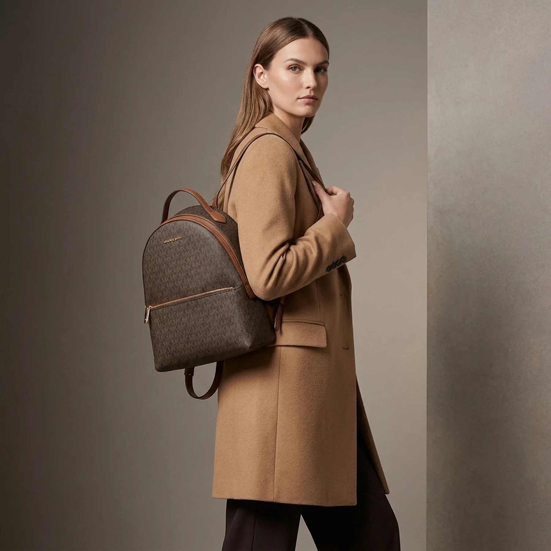Michael Kors Sheila Medium Logo Backpack brown
