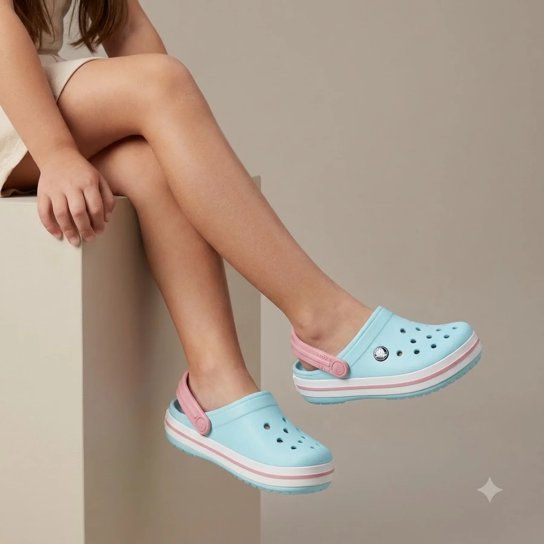 Сабо підліткові UNI Crocband Clog K BBt 207006-4S3-Ice Blue/White CROCS J1 (32-33) Блакитний