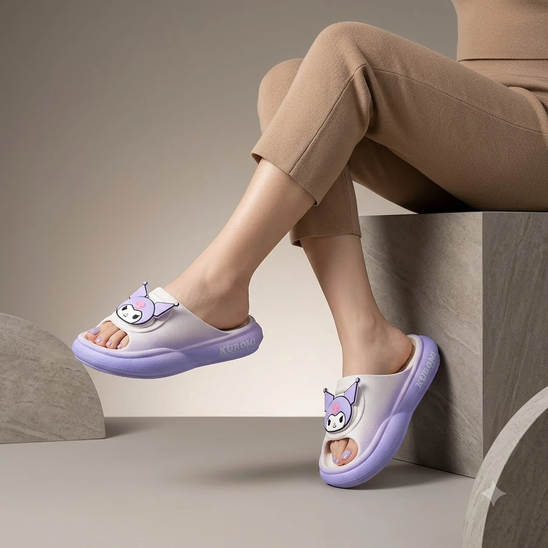 Сандалі OOFOS OCloud 004 Slides Sanrio Kuromi Purple Lama