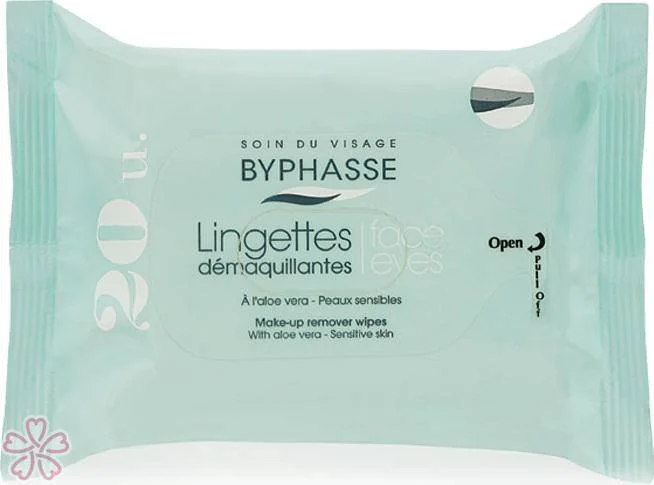 Салфетки очищающие Byphasse Make-up Remover Wipes Aloe Vera Sensitive Skin 20 шт