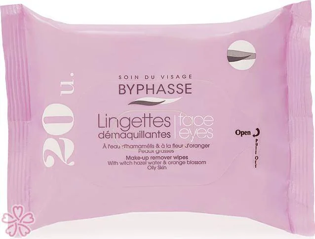 Салфетки очищающие Byphasse Make-up Remover Wipes Witch Hazel Water & Orange Blossom 20 шт