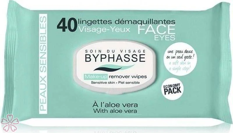 Салфетки очищающие Byphasse Make-up Remover Wipes Aloe Vera Sensitive Skin 40 шт.