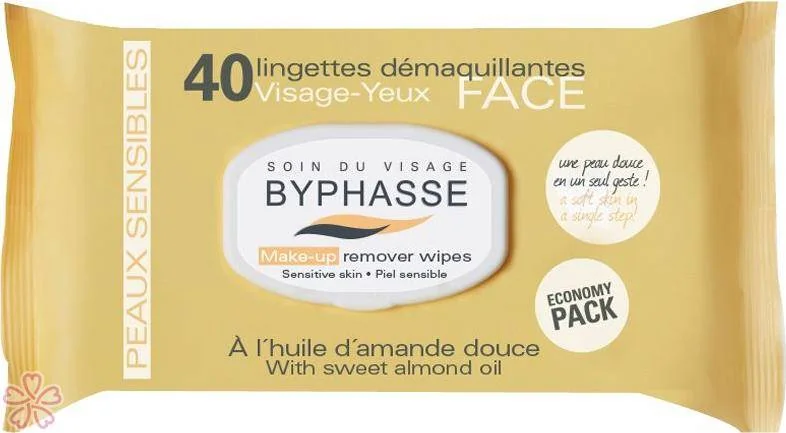 Салфетки очищающие Byphasse Make-up Remover Wipes Sweet Almond Oil Sensitive Skin 40 шт.