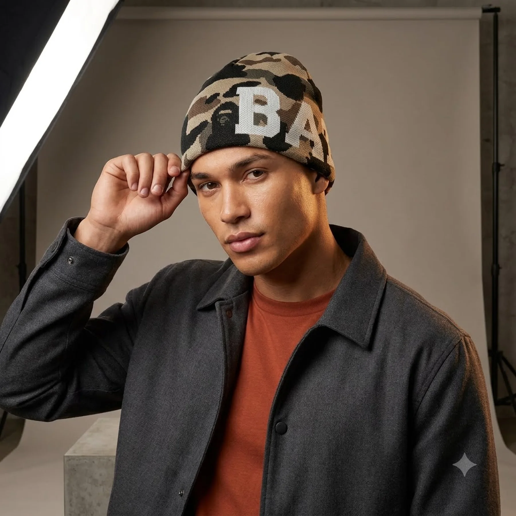 Bape 1St Camo knit cap