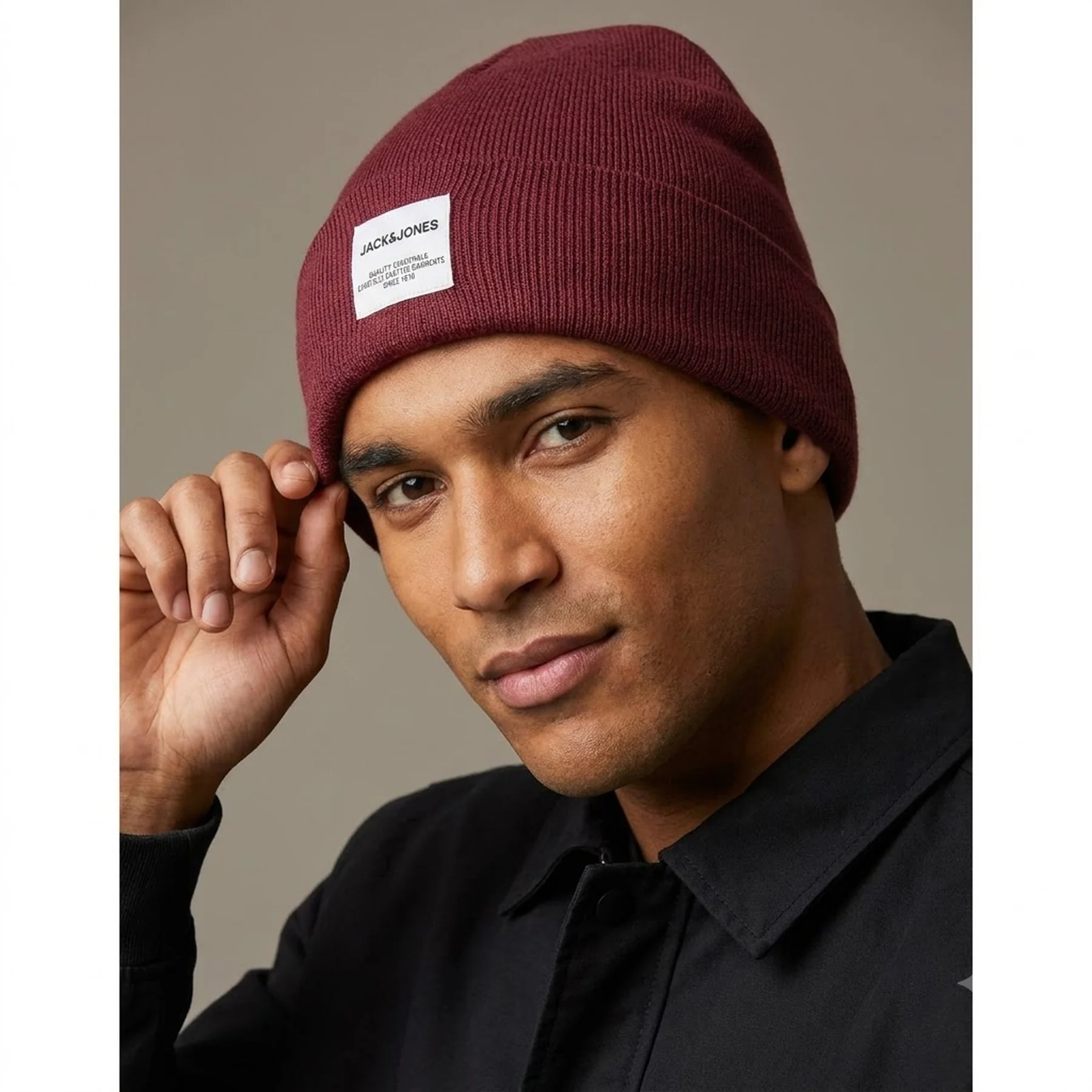 Шапка JACLONG KNIT BEANIE NOOS 12150627-Bordeaux Jack & Jones ONE SIZE Бордовий