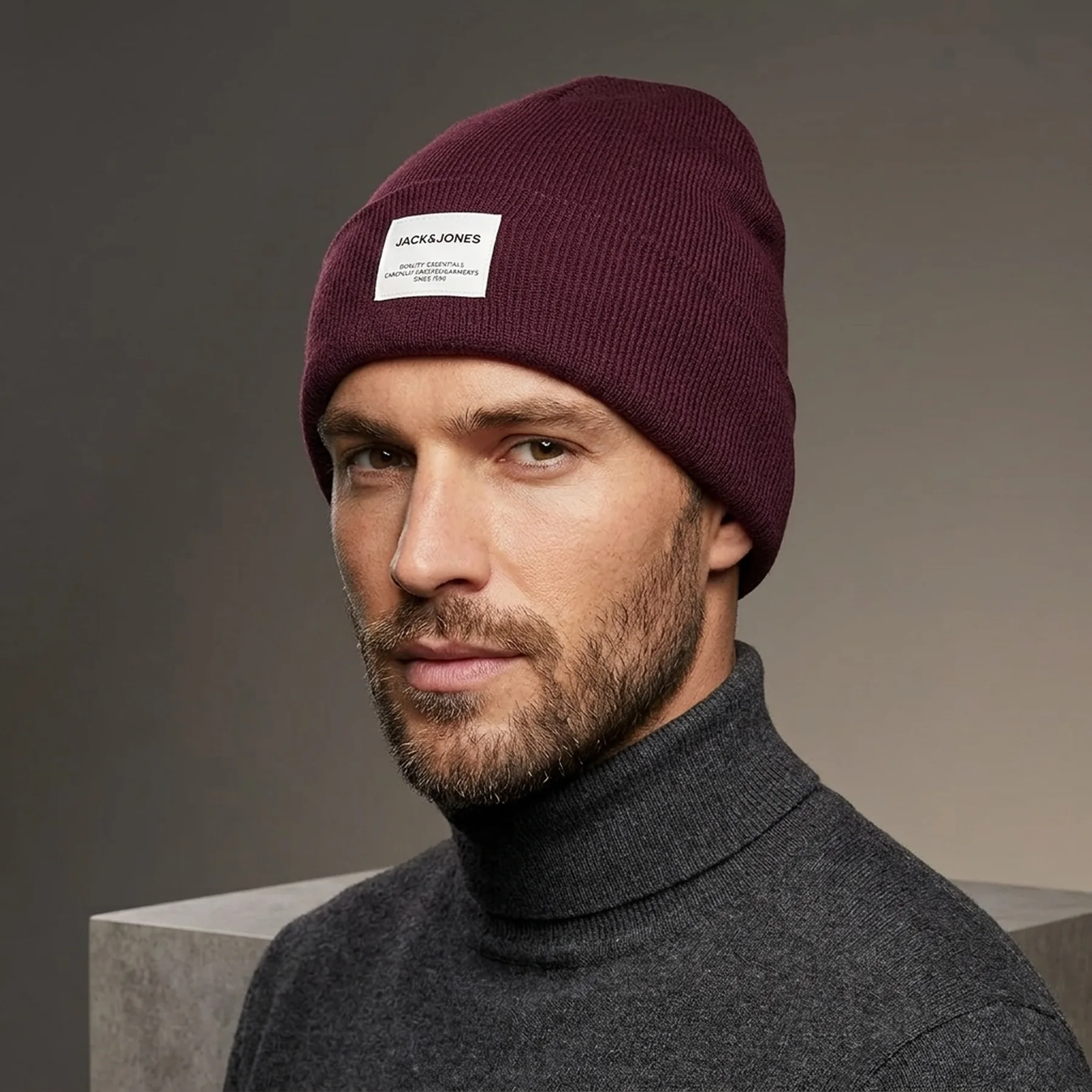 Шапка JACLONG KNIT BEANIE NOOS 12150627-Catawba Grape Jack & Jones ONE SIZE Бордовий