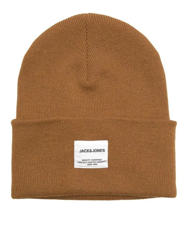 Шапка JACLONG KNIT BEANIE NOOS 12150627-Rubber Jack &amp; Jones ONE SIZE Коричневий