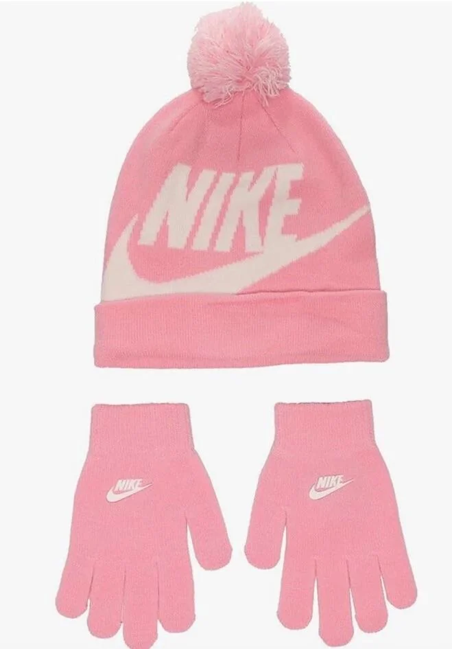 Nike Kids Dark Grey Heather Swoosh Beanie & Gloves Set