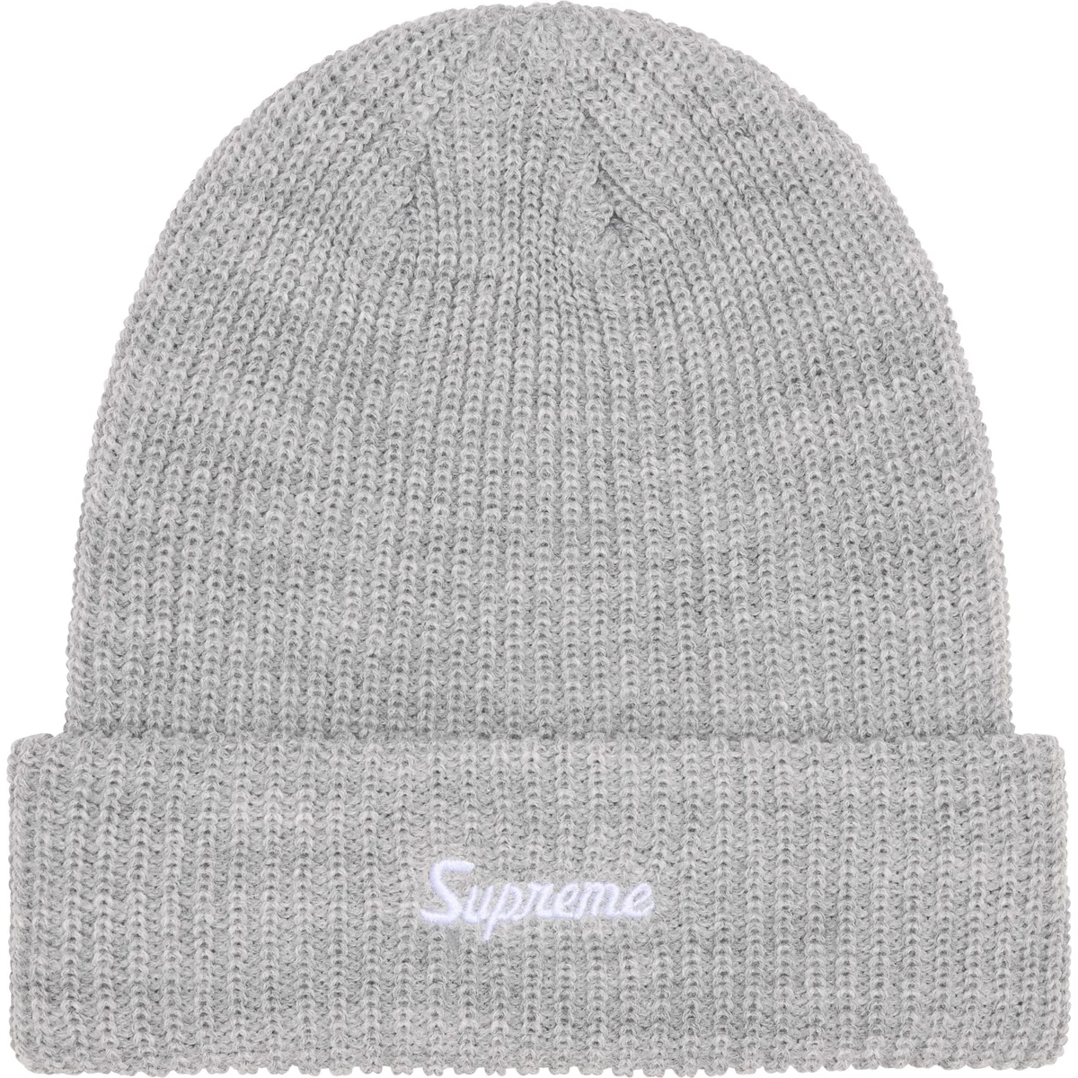 SUPREME LOOSE GAUGE BEANIE HEATHER GREY