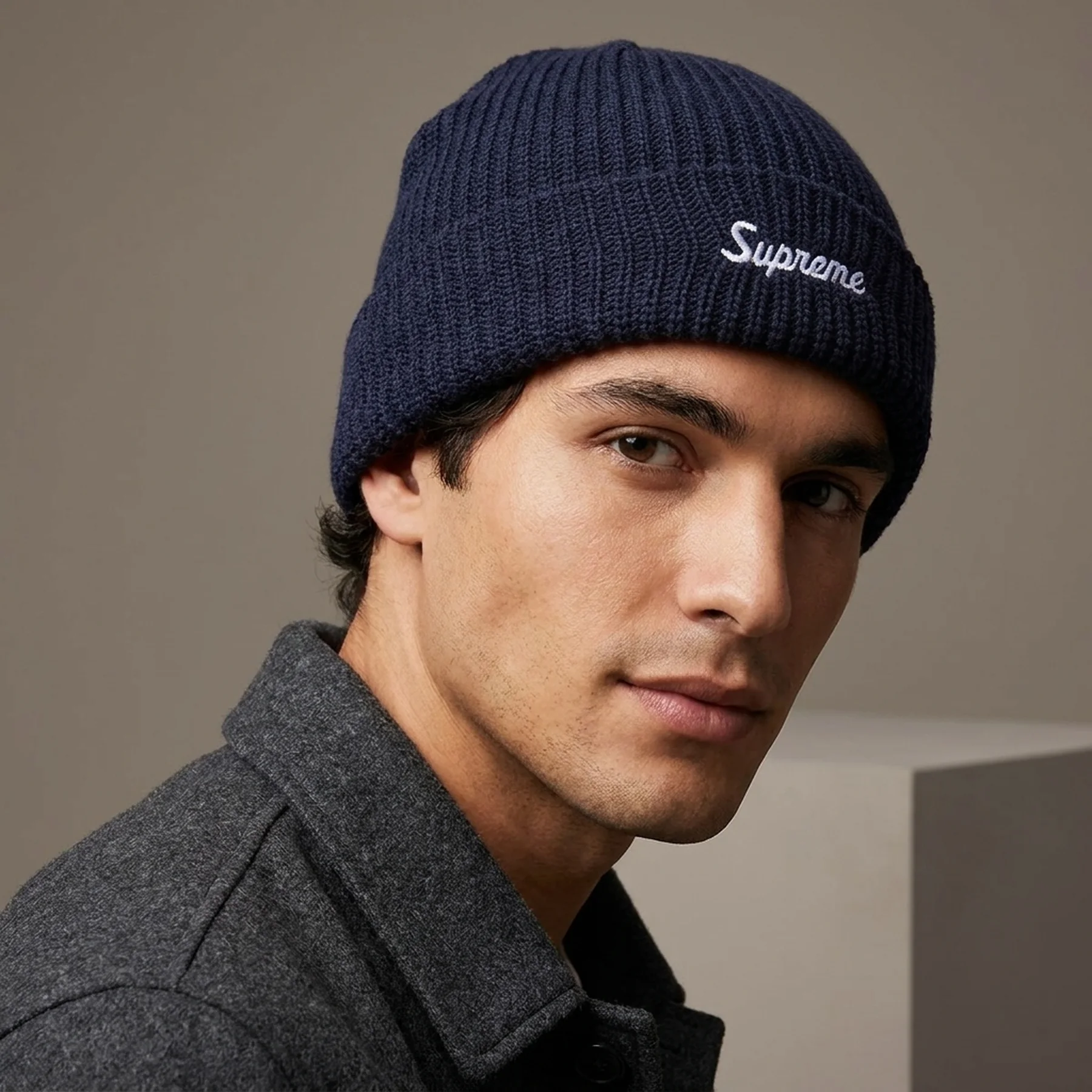 SUPREME LOOSE GAUGE BEANIE NAVY