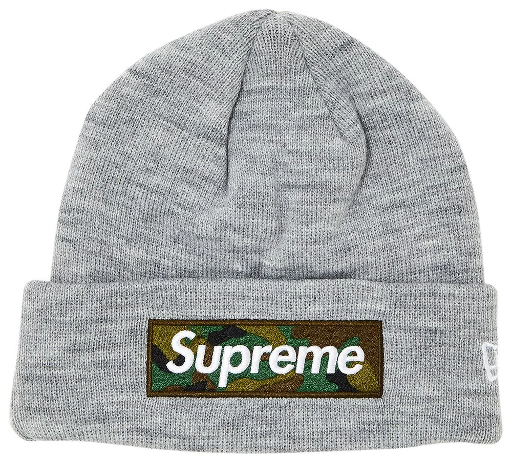 SUPREME NEW ERA BOX LOGO BEANIE HEATHER GREY