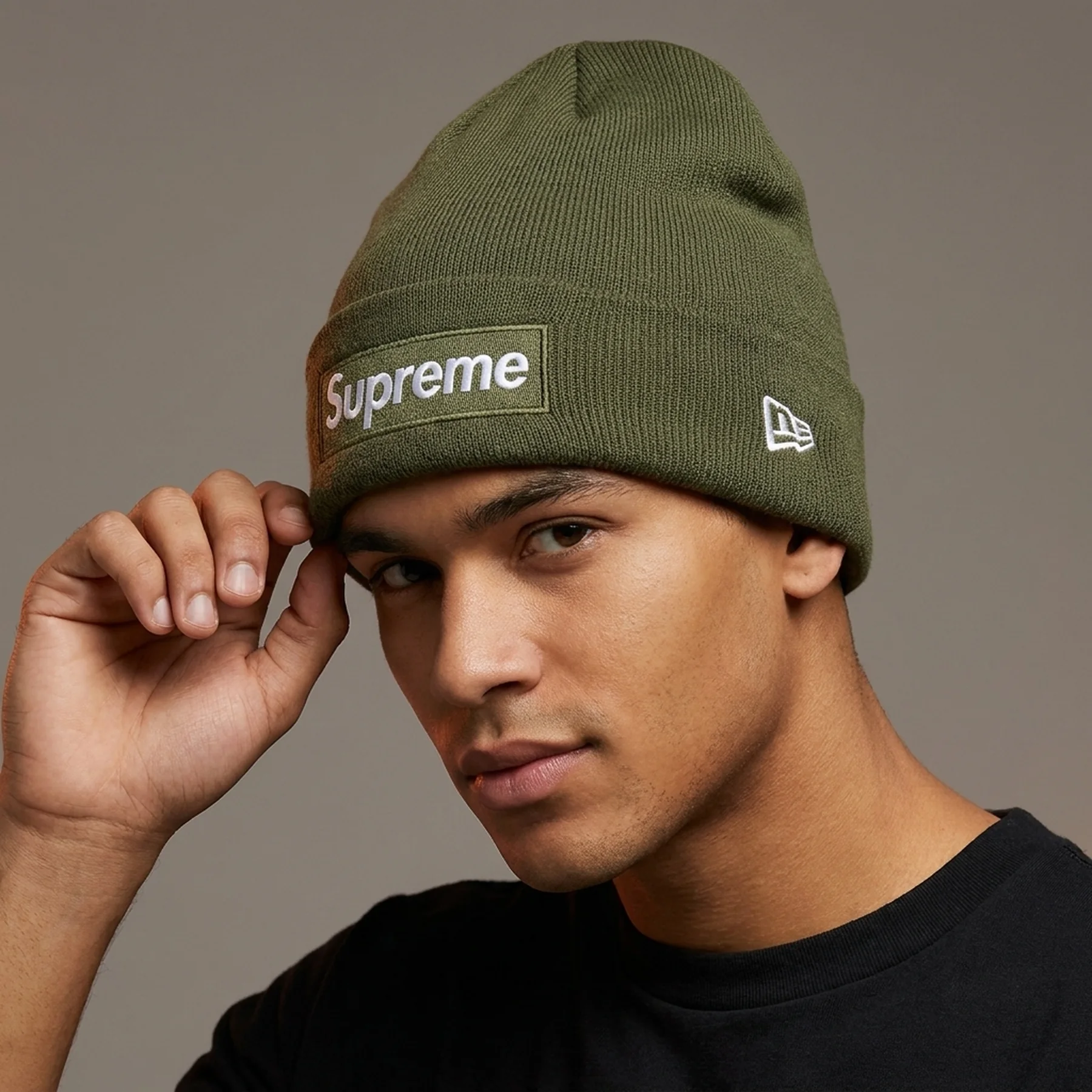 Шапка Supreme New Era Box Logo Beanie 'Olive'