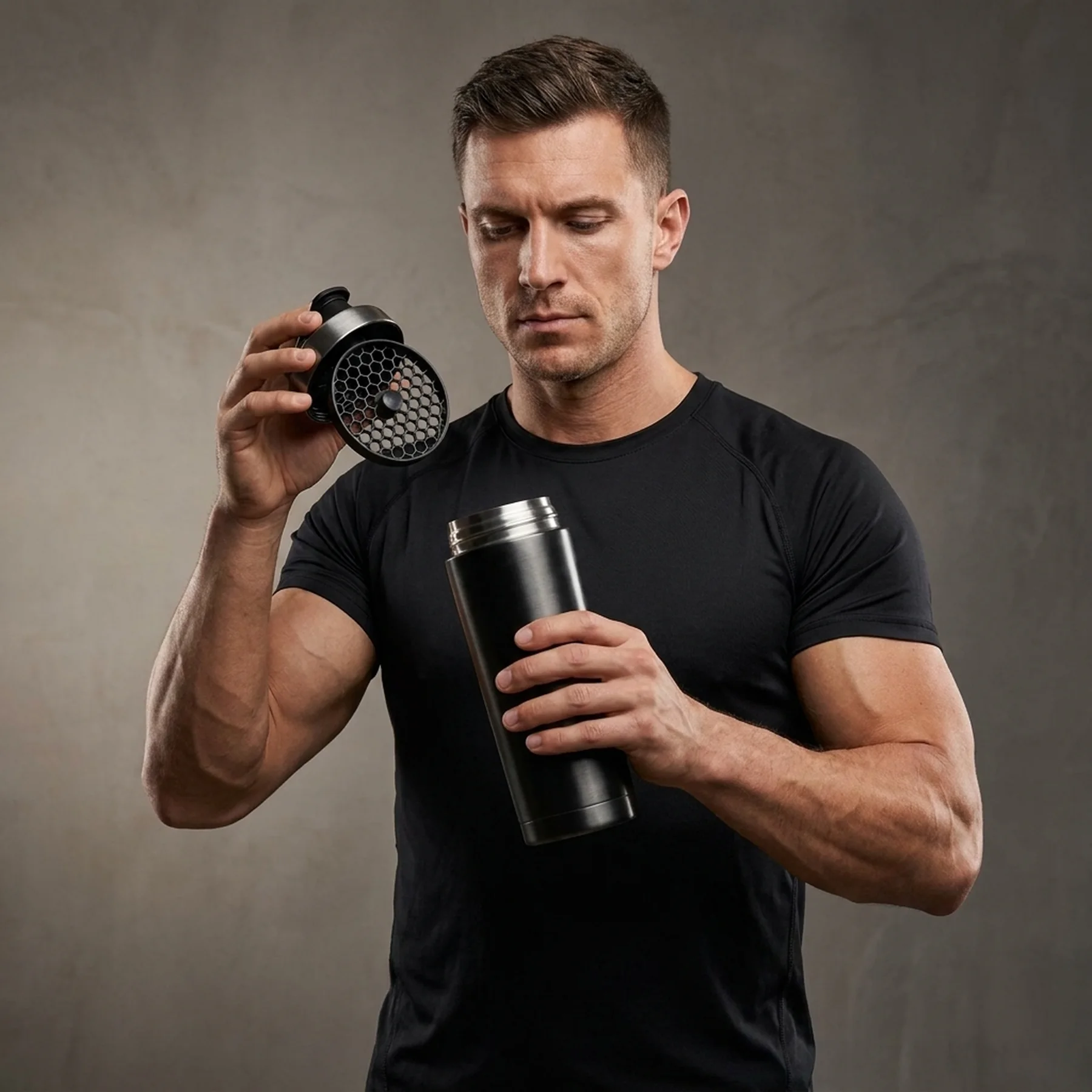 Шейкер спортивний SmartShake металевий Insulated Steel 750ml Black