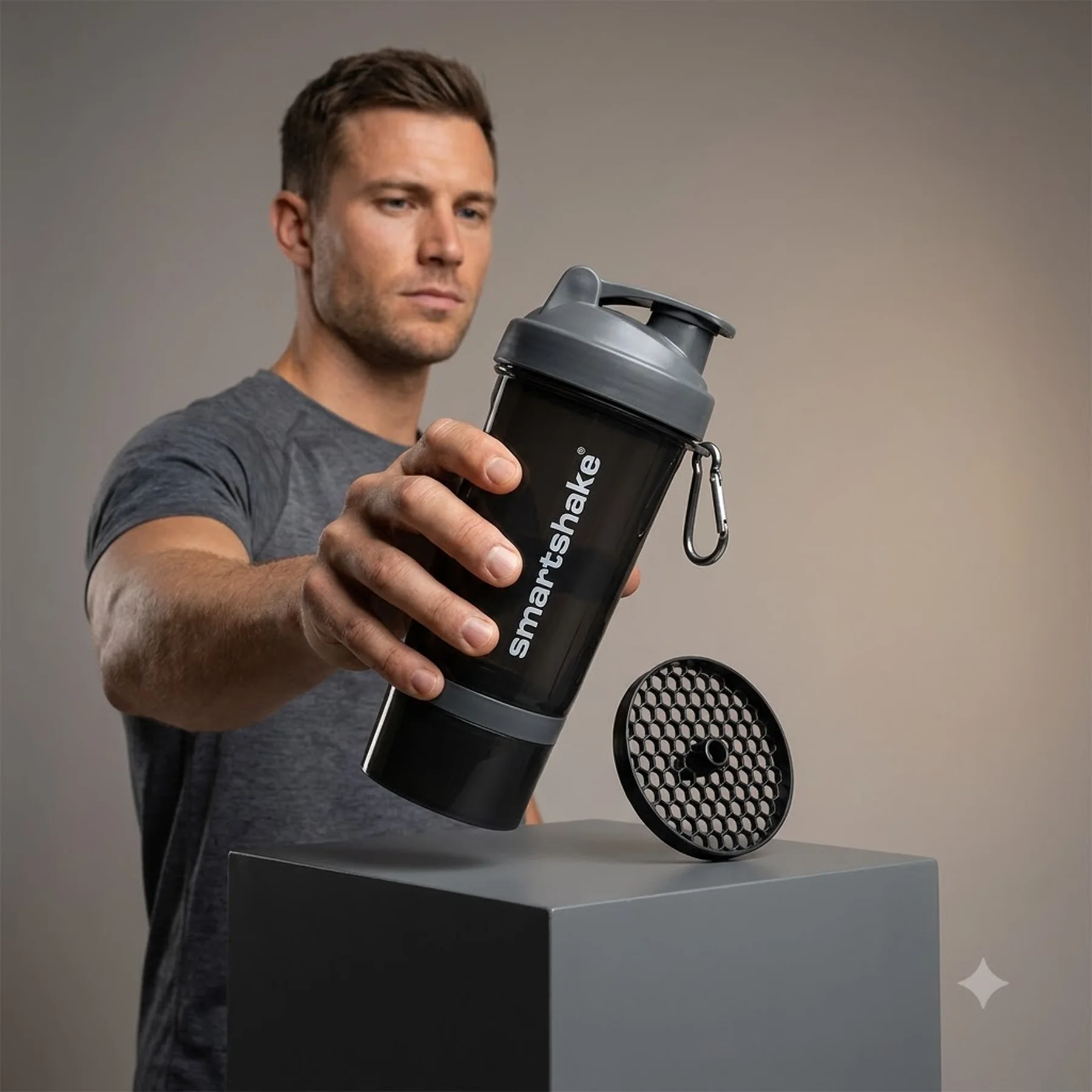 Шейкер спортивний SmartShake Slim 500ml Black