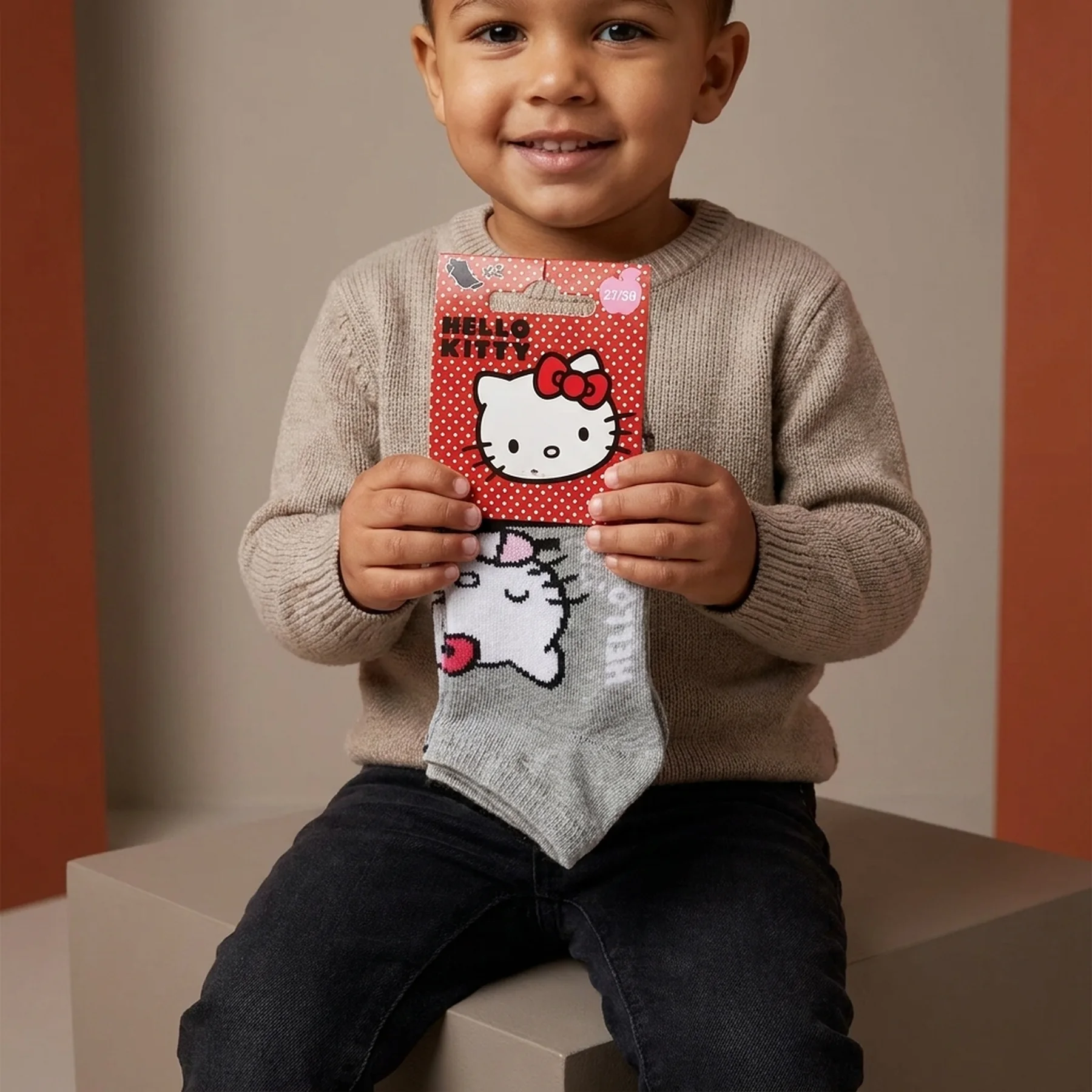 Шкарпетки HELLO KITTY SOCKS 2P сірий, чорний Діт 24-26, арт.37712-1