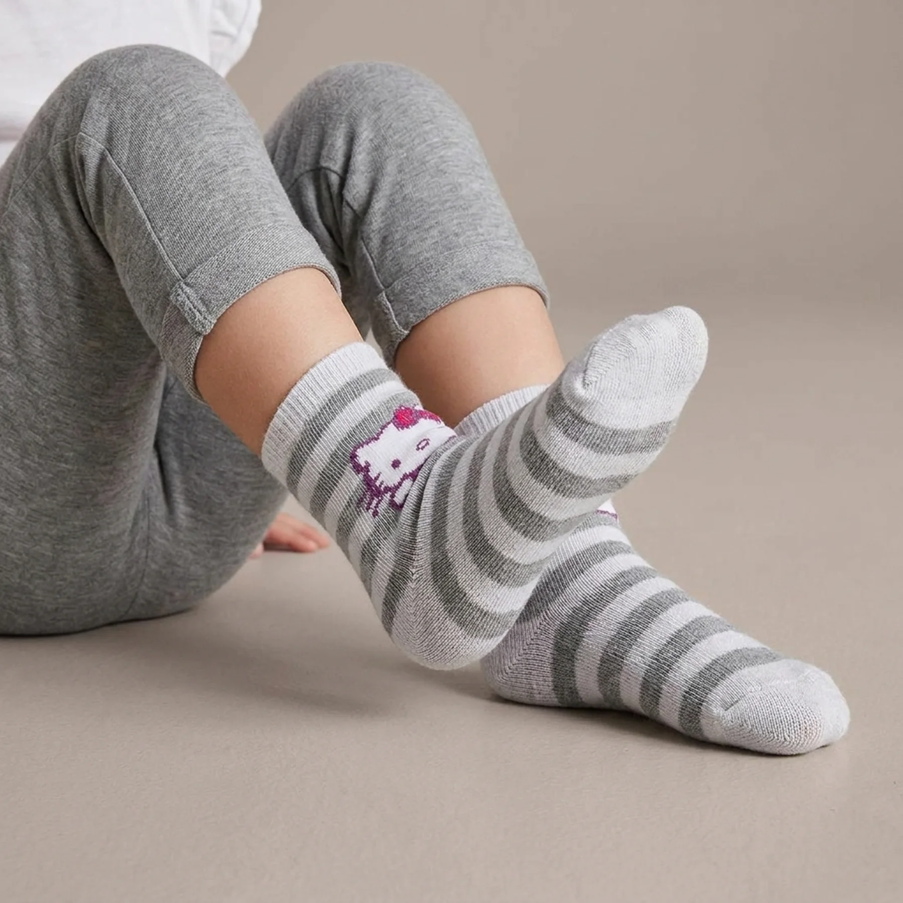 Шкарпетки HELLO KITTY TETE HK + RAYURES сірий Діт 19-22, арт.32770-6 (32770-6)