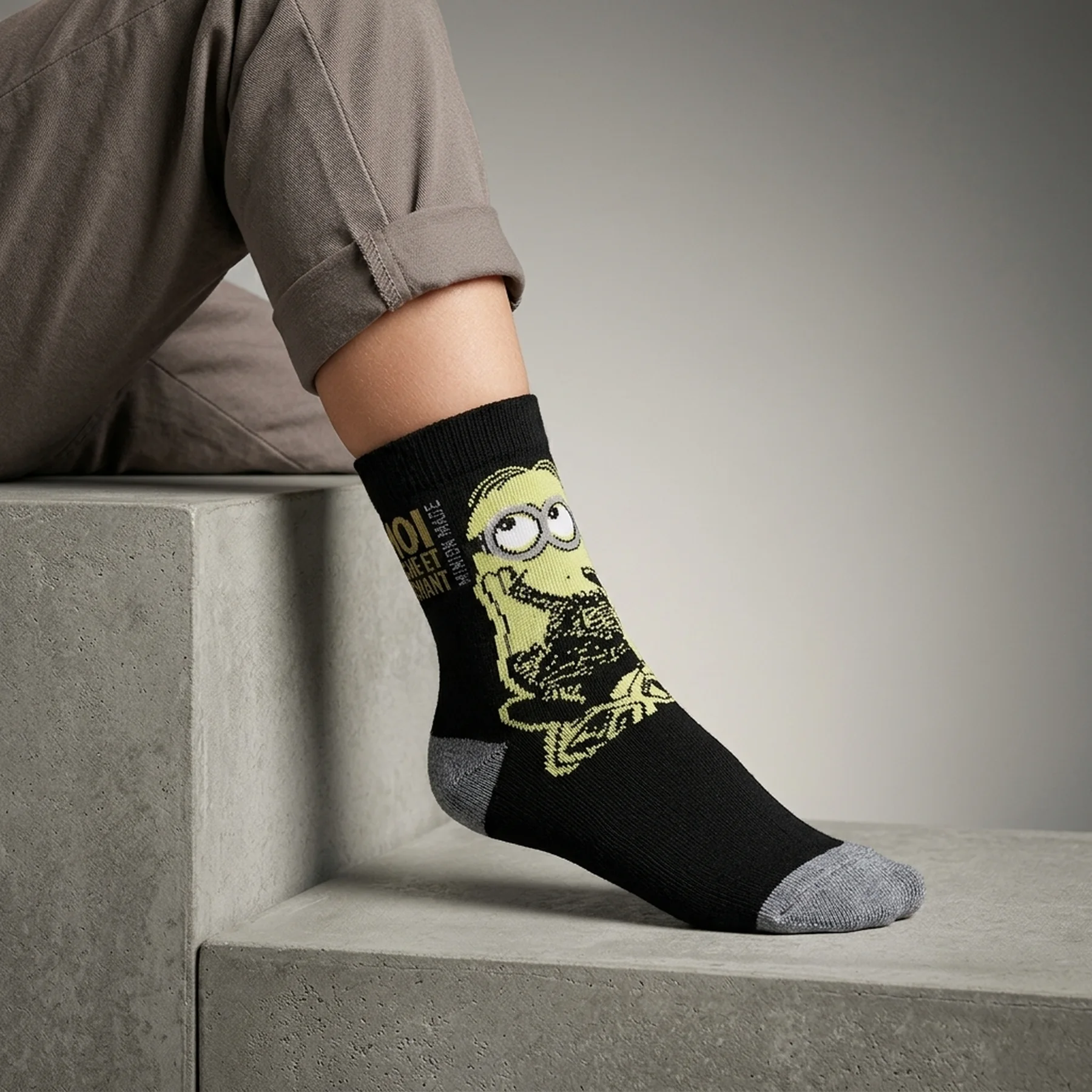 Шкарпетки MINION BOB GROS чорний, сірий Діт 31-34, арт.37014-5