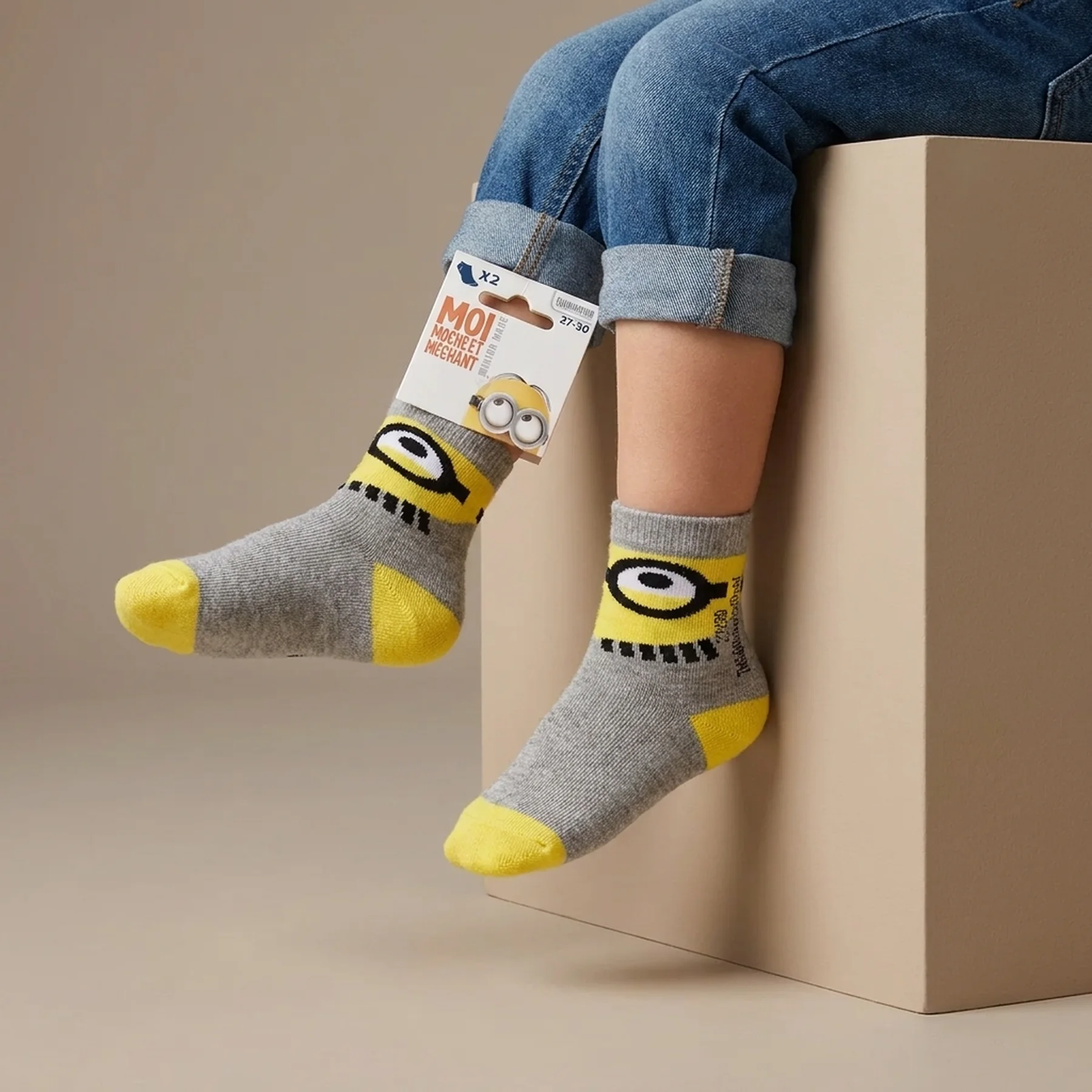 Шкарпетки MINIONS SOCKS 2P сірий, білий Діт 27-30, арт.36775-1