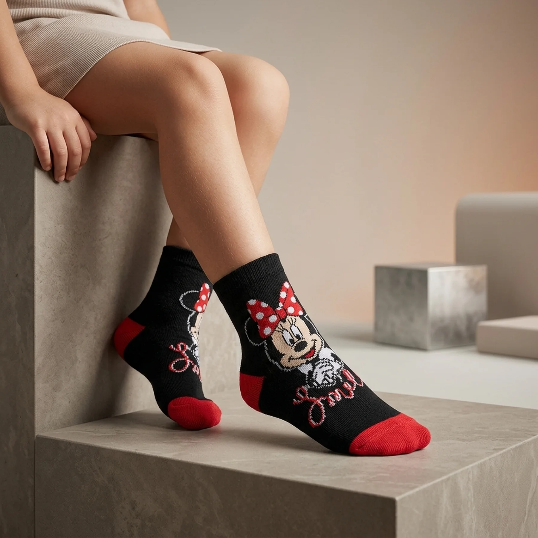 Шкарпетки MINNIE SOCKS 2P білий, чорний Діт 31-34, арт.83892347-4