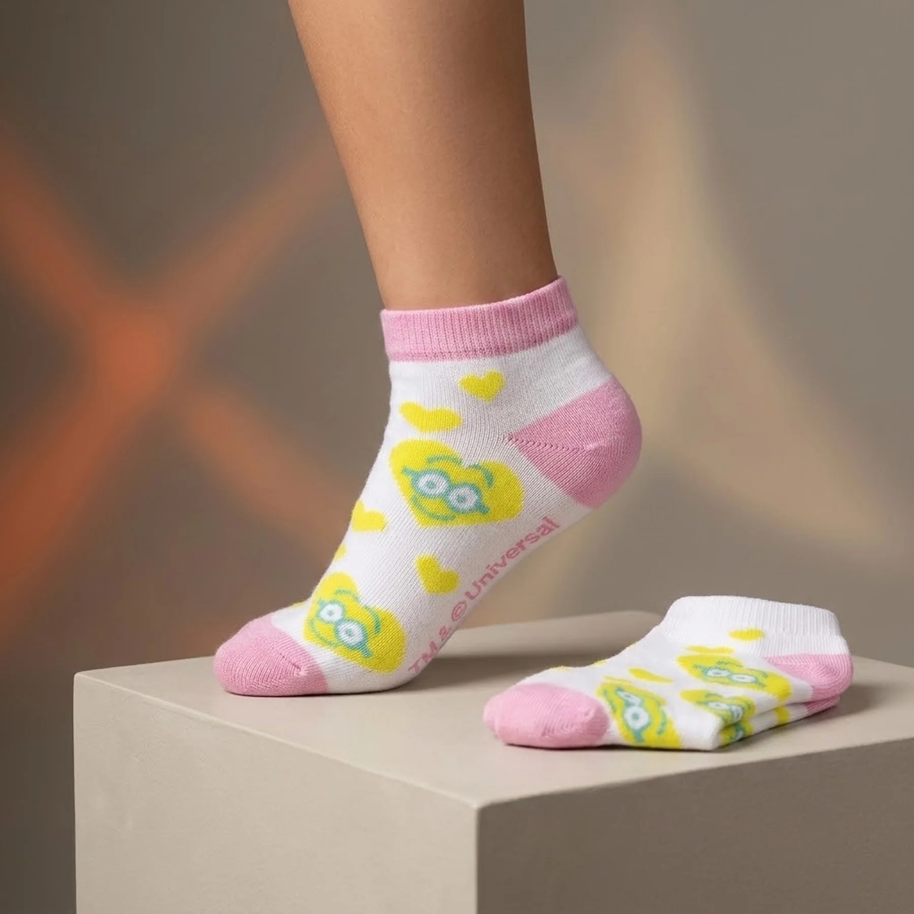 Шкарпетки MINNIE TETE MINION DANS COEUR білий, жовтий Діт 31-34 арт 83890431-7