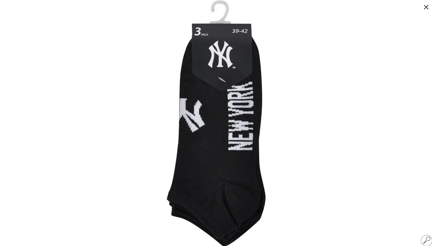 Шкарпетки New York Yankees 3 pk Sneaker чорний Уні 35-38