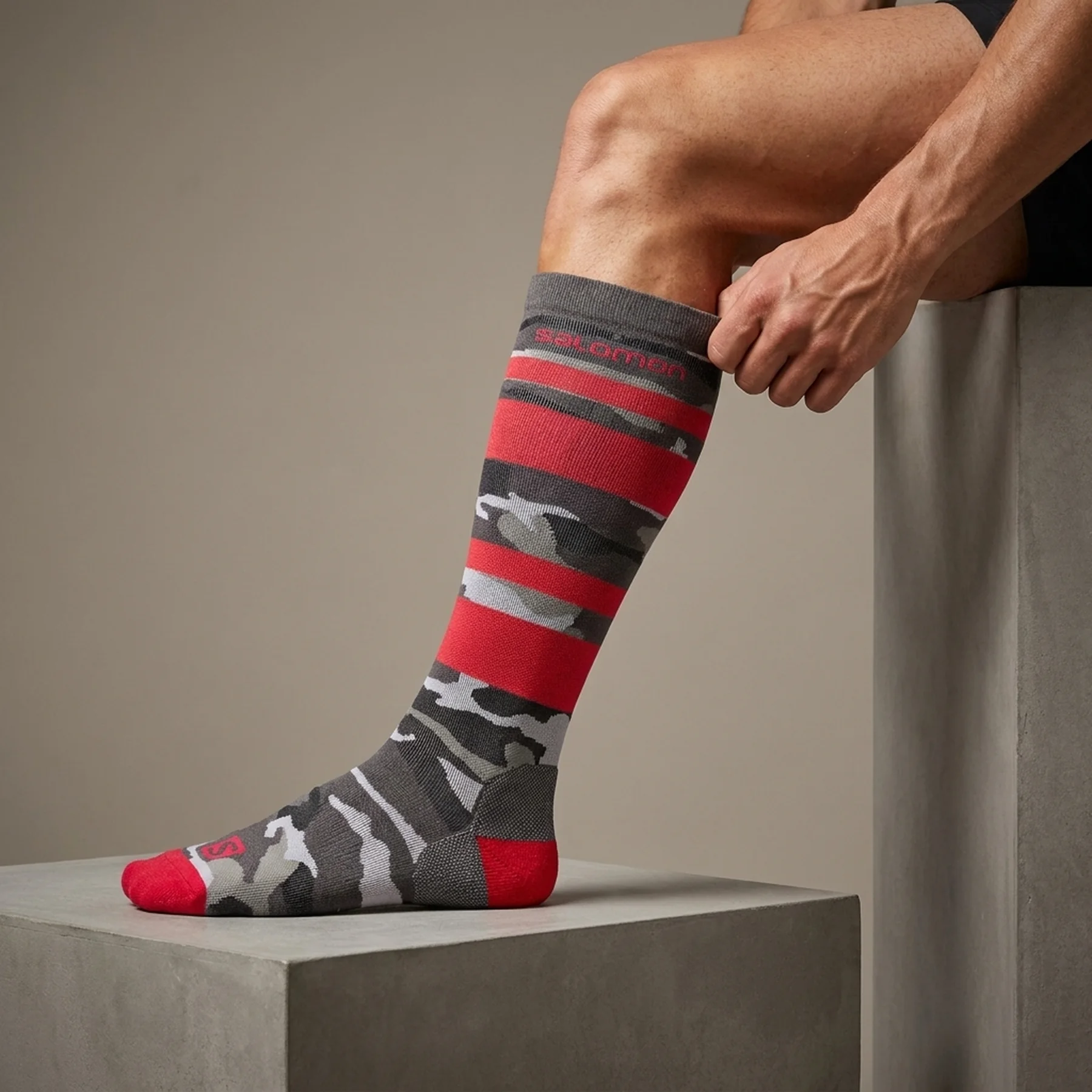 Шкарпетки S QST BLANK DX+SX Mid Grey C17804 SALOMON XL Червоний